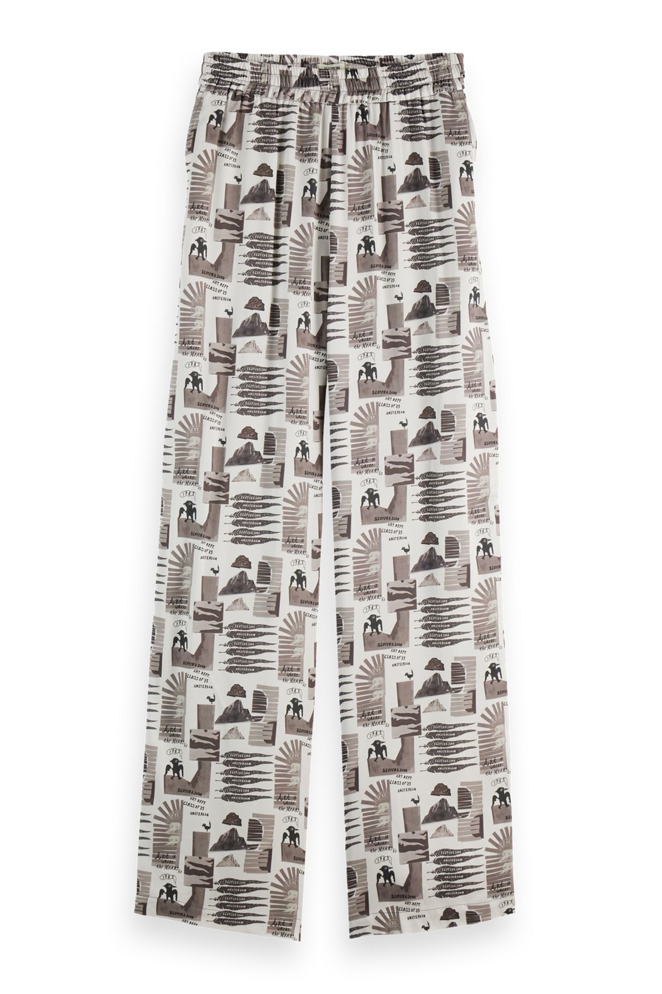 GIA - MID RISE WIDE LEG ELASTICATED TROUSERS ART DEPT COLLAG 5