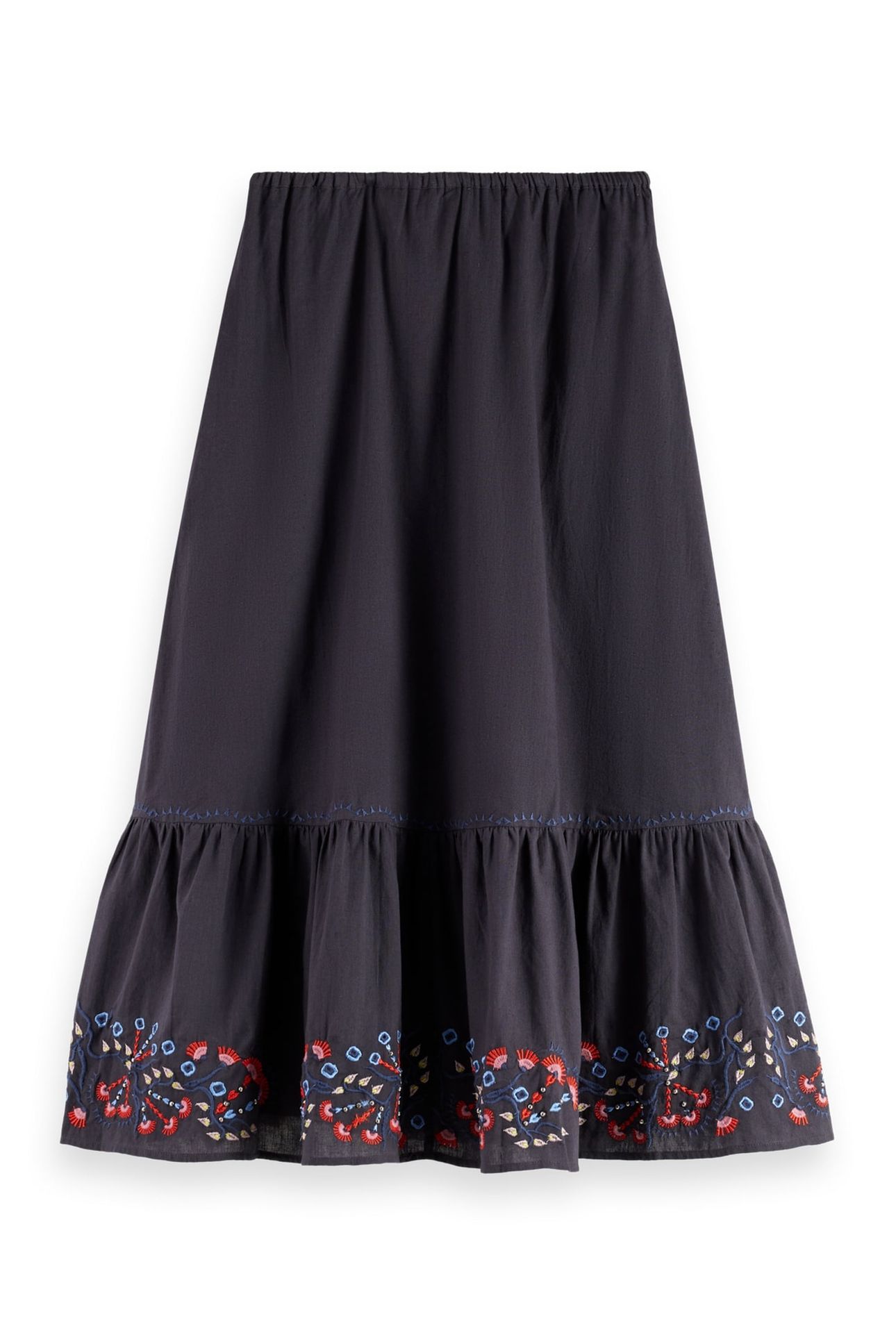 EMBROIDERED MAXI SKIRT CHARCOAL ART 4