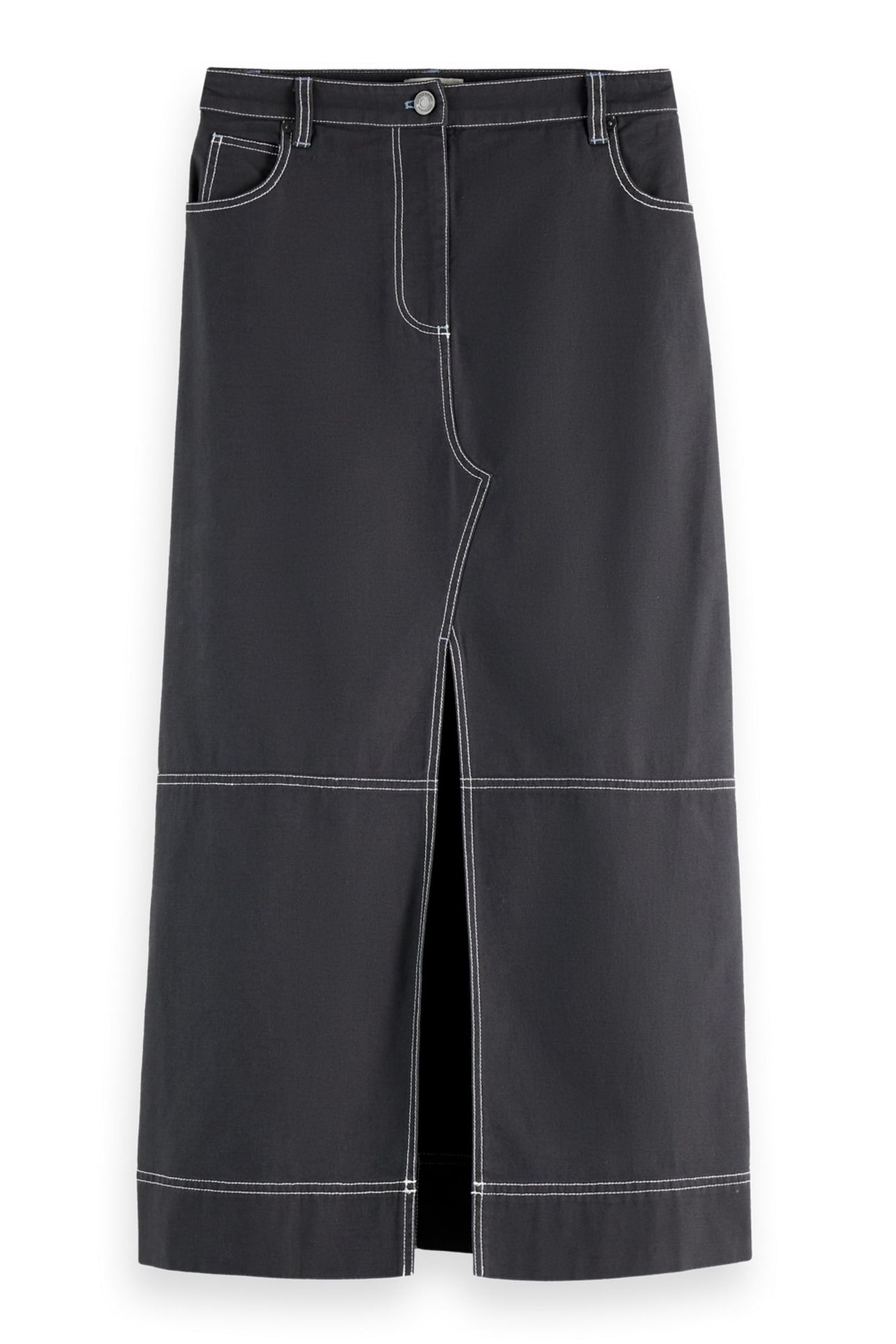 WORKWEAR MIDI SKIRT WITH FRONT SLIT CHARCOAL ART 6