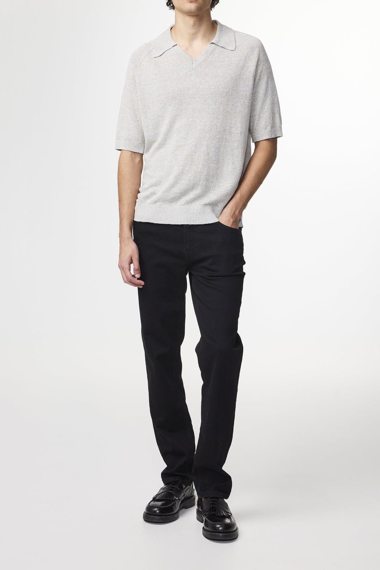 CALE V-NECK POLO 6565 KNIT WINTER SKY 2