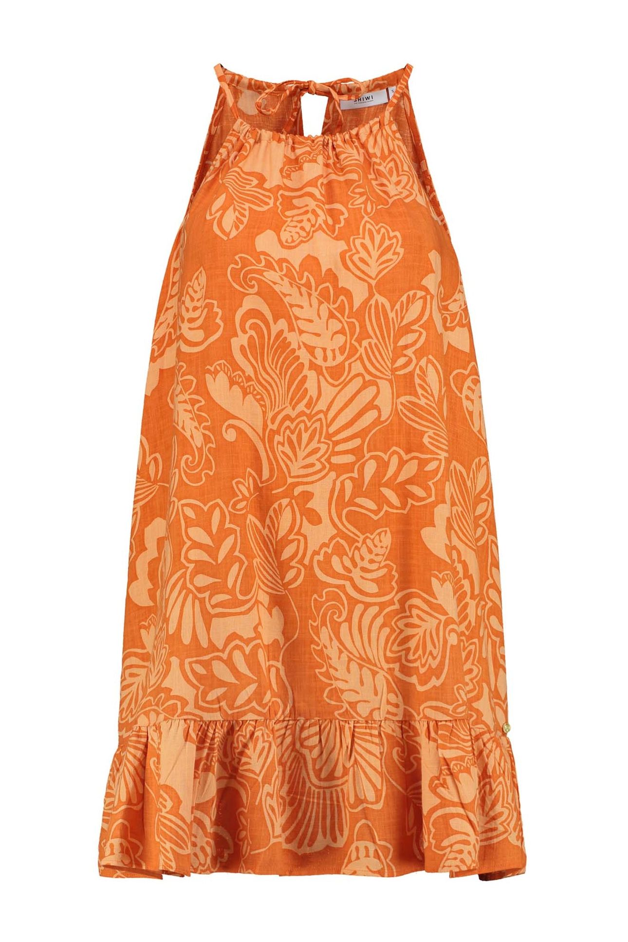 MEDELLIN DRESS ARTSY LEAVES FRESH APRICOT ORANGE 6