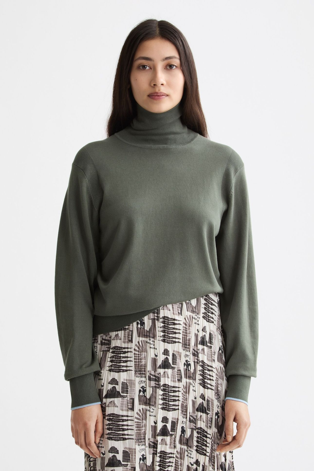 RELAXED FIT ROLL NECK PULLOVER THYME 3