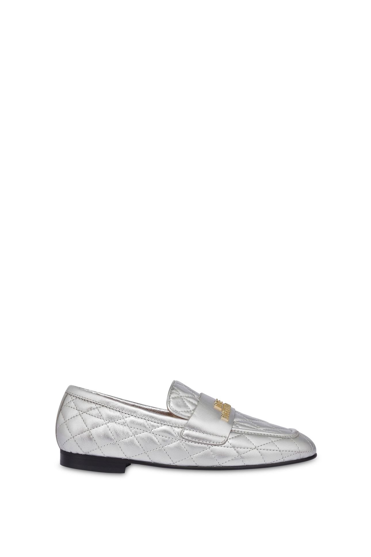 LAMINATED NAPPA LEATHER LOAFERS SILVER 1
