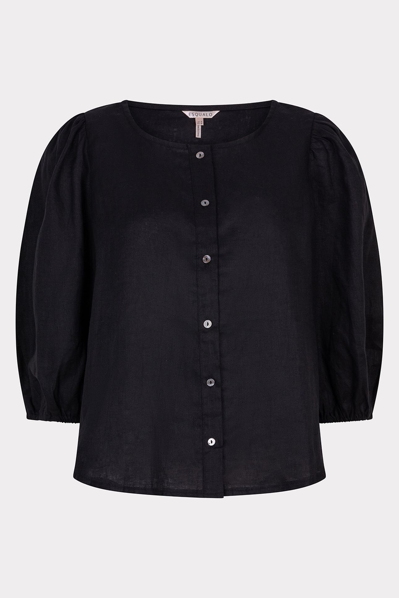 BLOUSE R-NECK LINEN BLACK 4