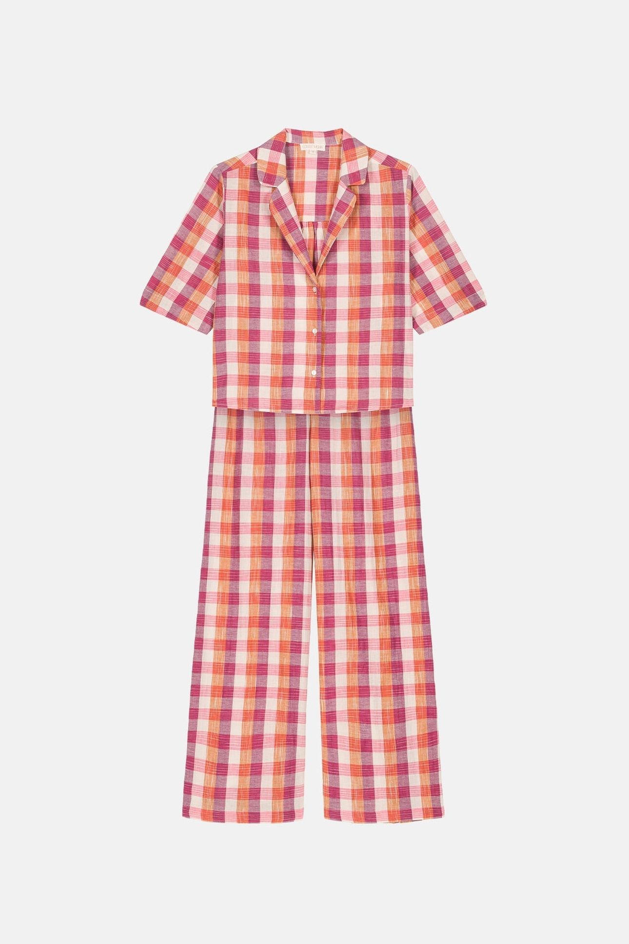 PAJAMAS SET LOUKA CREAM SUNSET CHECKS 4