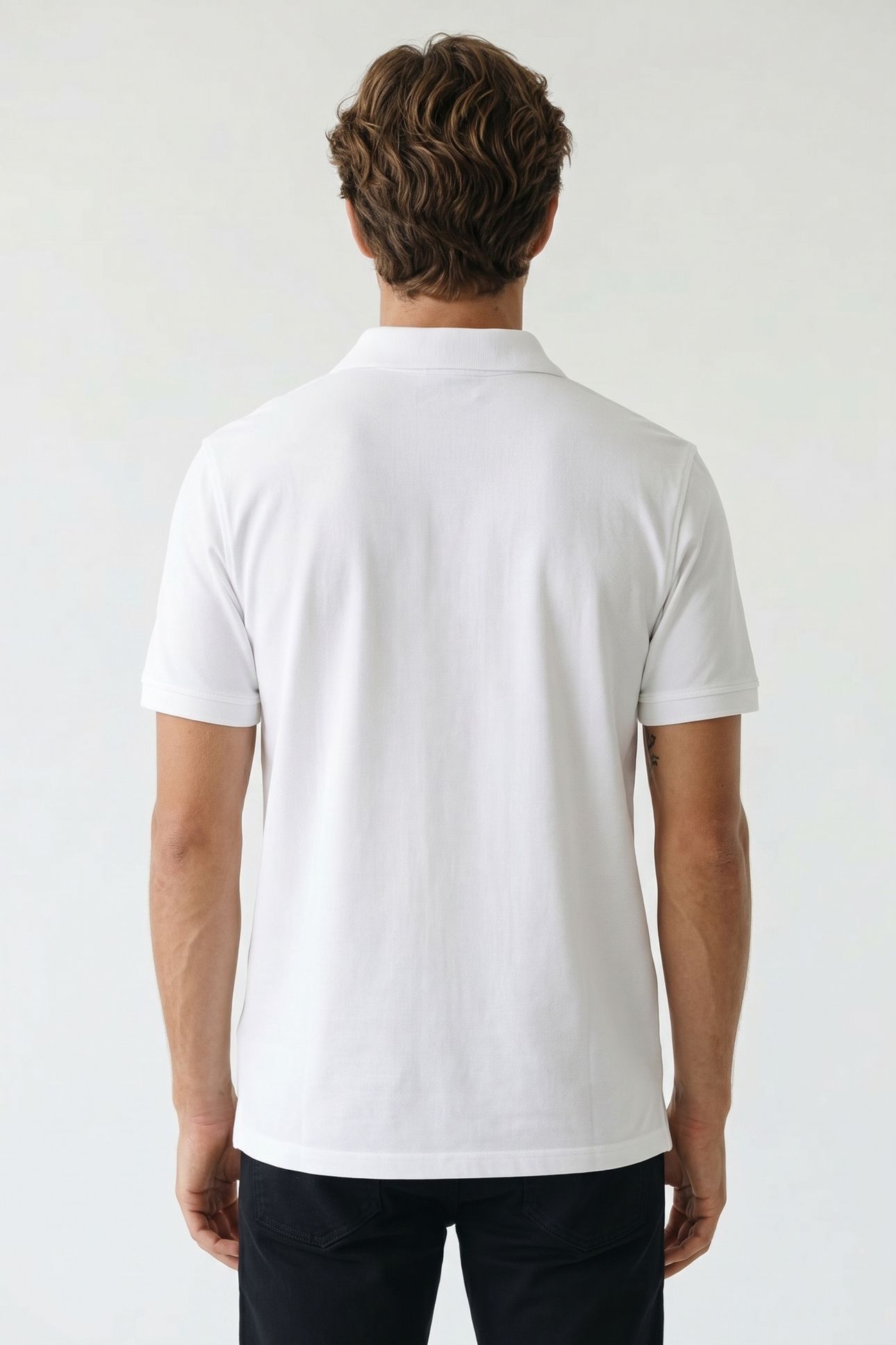 BRANDED COLLAR SHORT SLEEVE POLO WHITE 2
