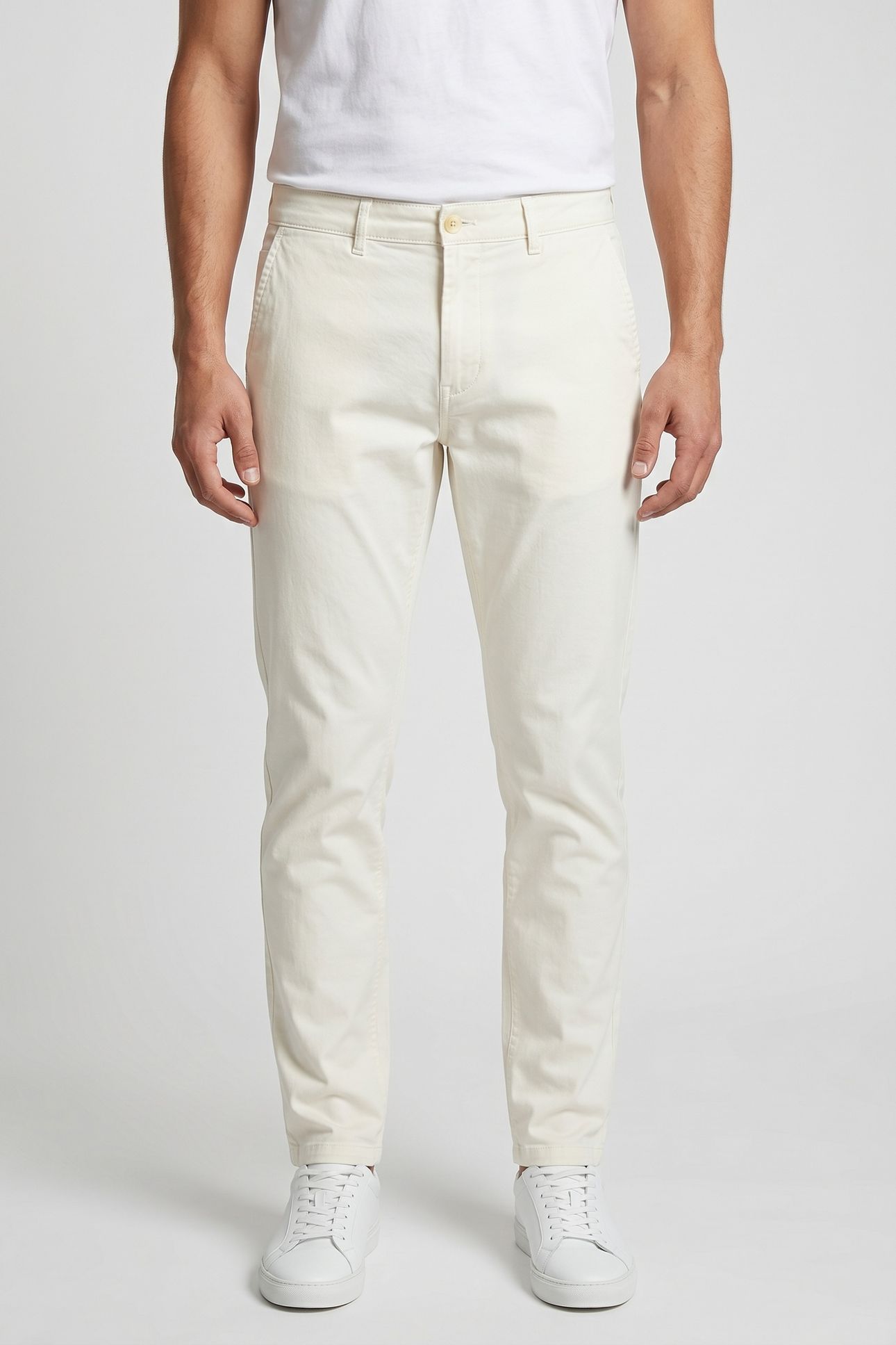 STUART COTTON-BLEND TWILL CHINO WHITE TRADITIONAL 1