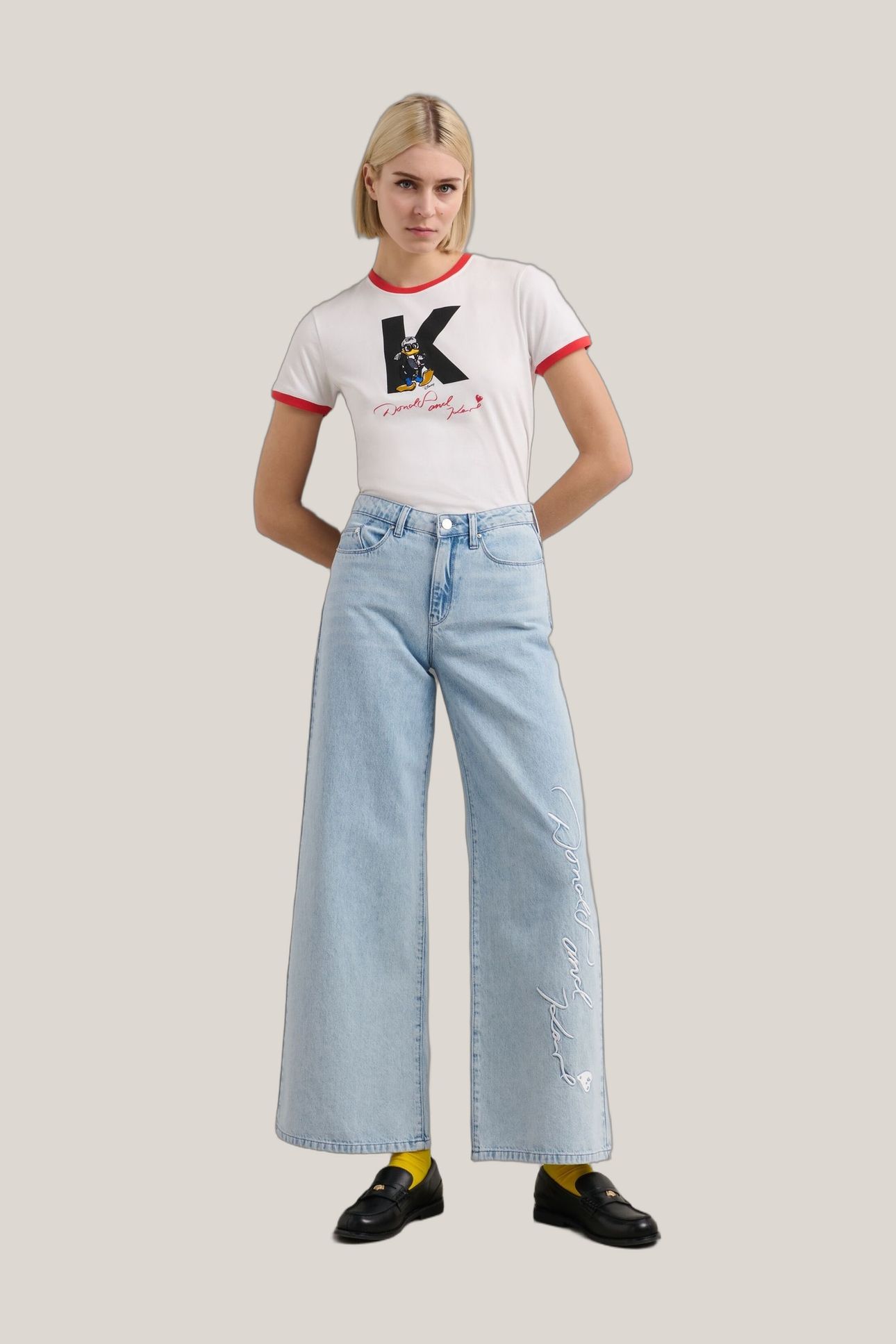 DISNEY WIDE LEG DENIM PANTS LIGHT BLUE DENIM 1