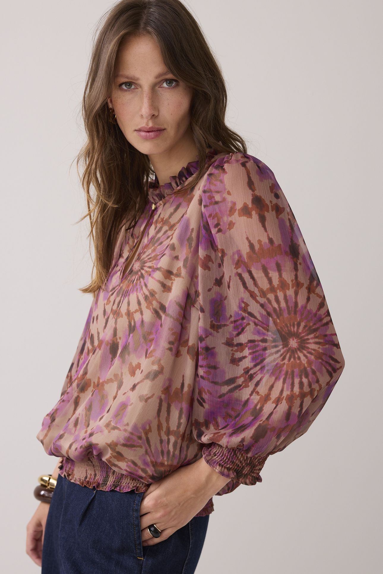 TOP SMOCK TIE DYE PRINT MULTICOLOUR 1