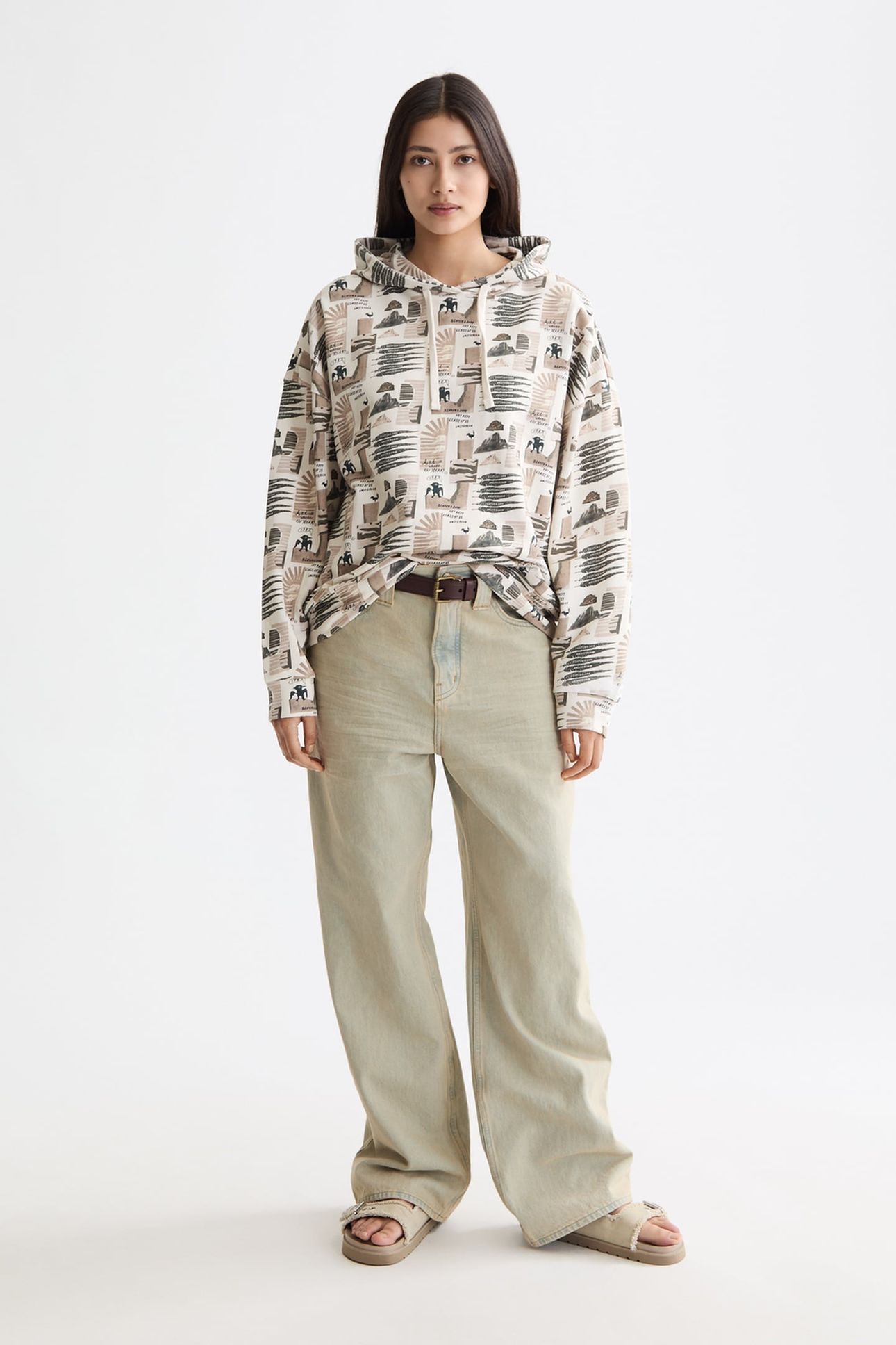 ALL OVER PRINTED OVERSIZED FIT HOODIE ART DEPT COLLAGE GREY 2