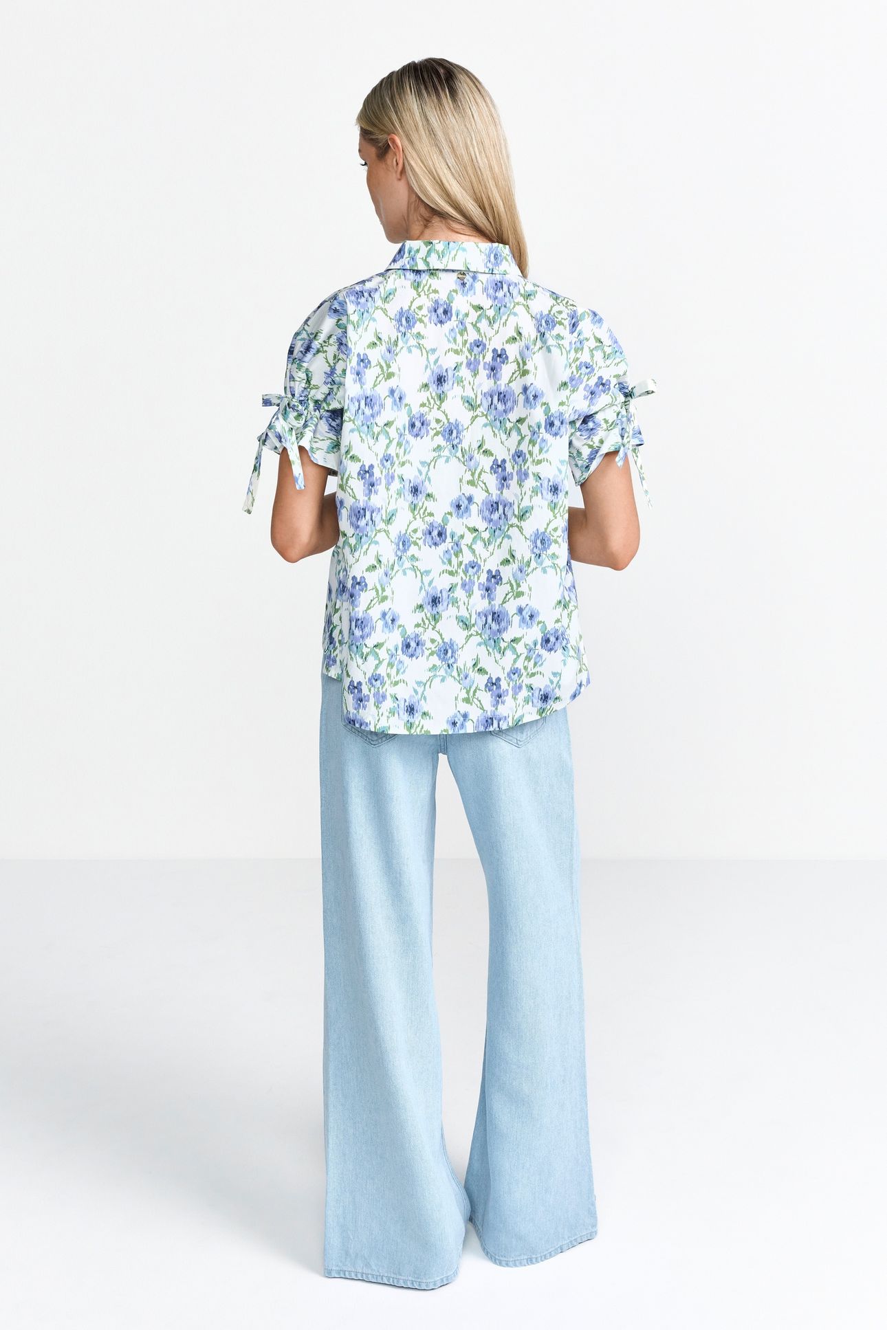 PRINTED COTTON BLOUSE WITH DETAILS PALACE BLUE 3