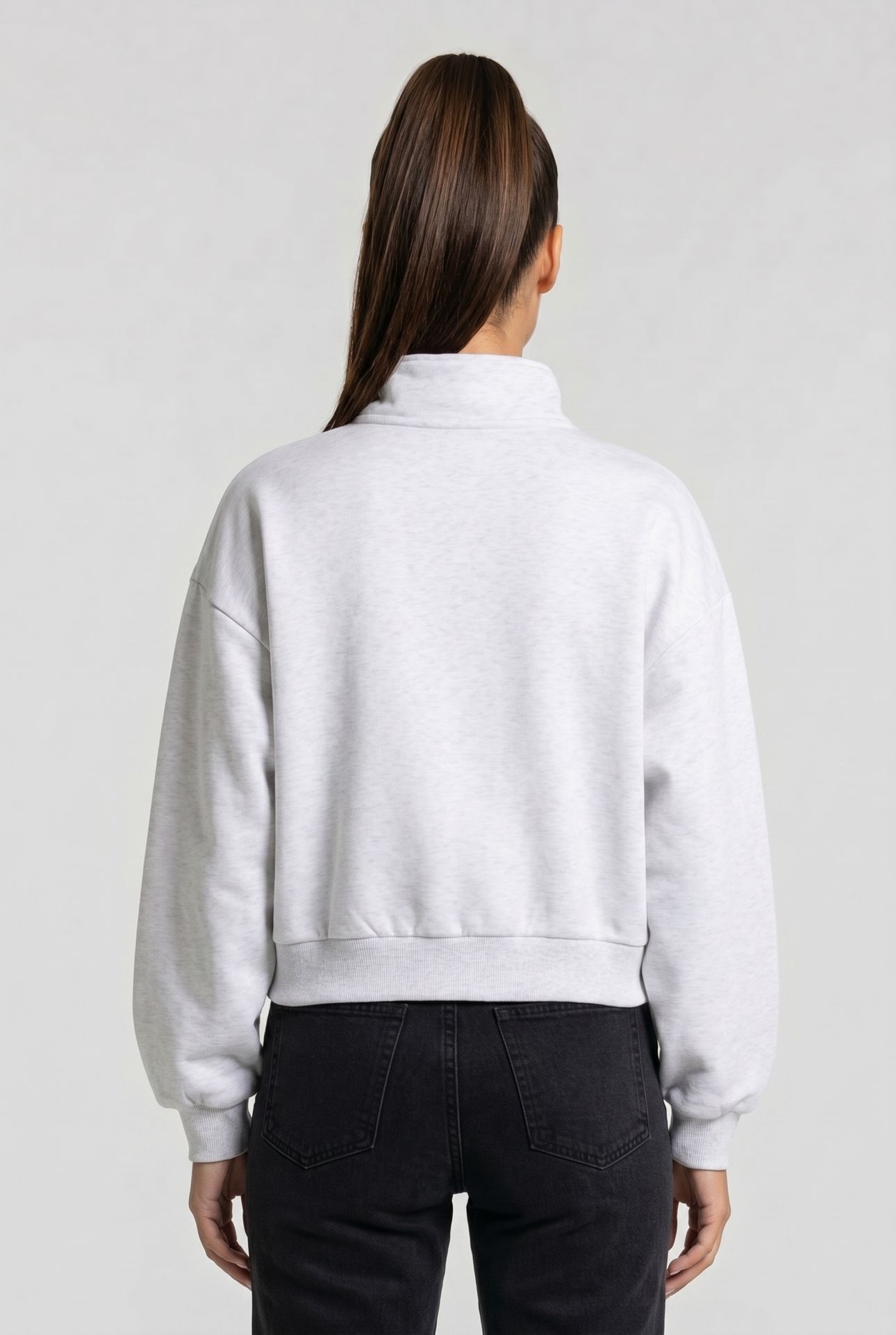 ELEVATED DOUBLE KNIT MOCK NECK WHITE HEATHER 2