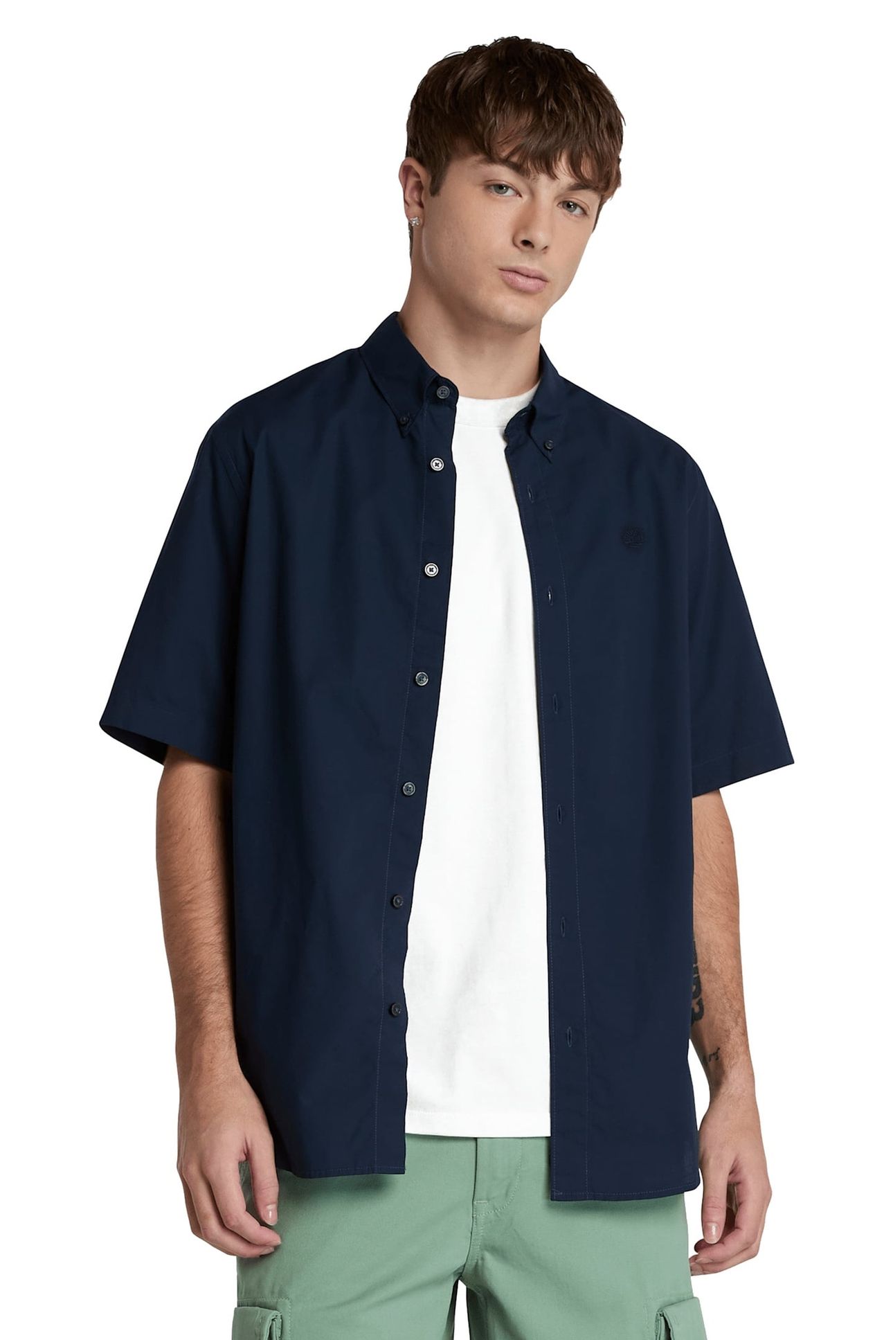 SHORT SLEEVE STRETCH POPLIN SHIRT NAVY 1