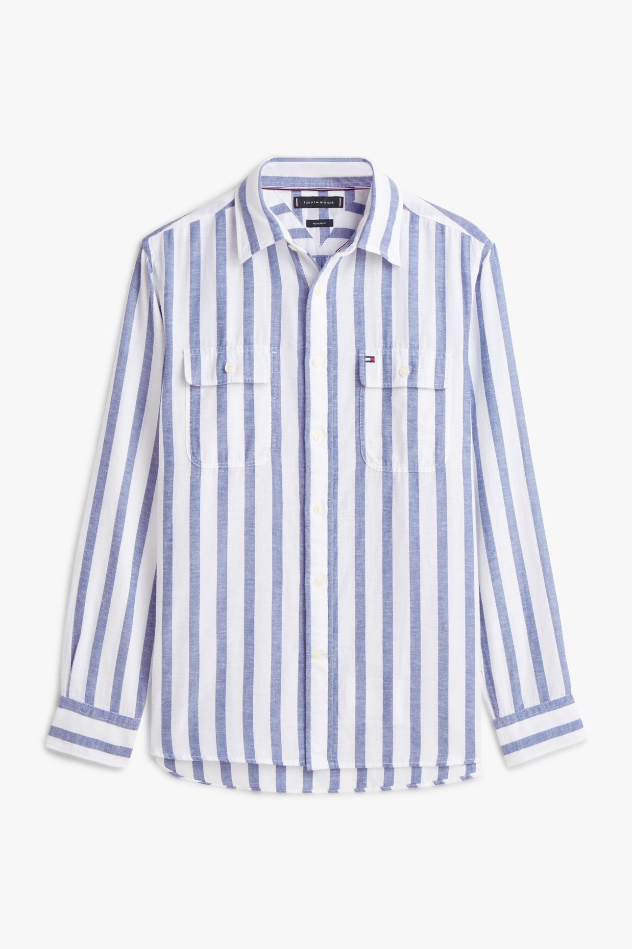 BRUSHED LINEN TWILL SHIRT BOLD BLUE/STRIPE 4