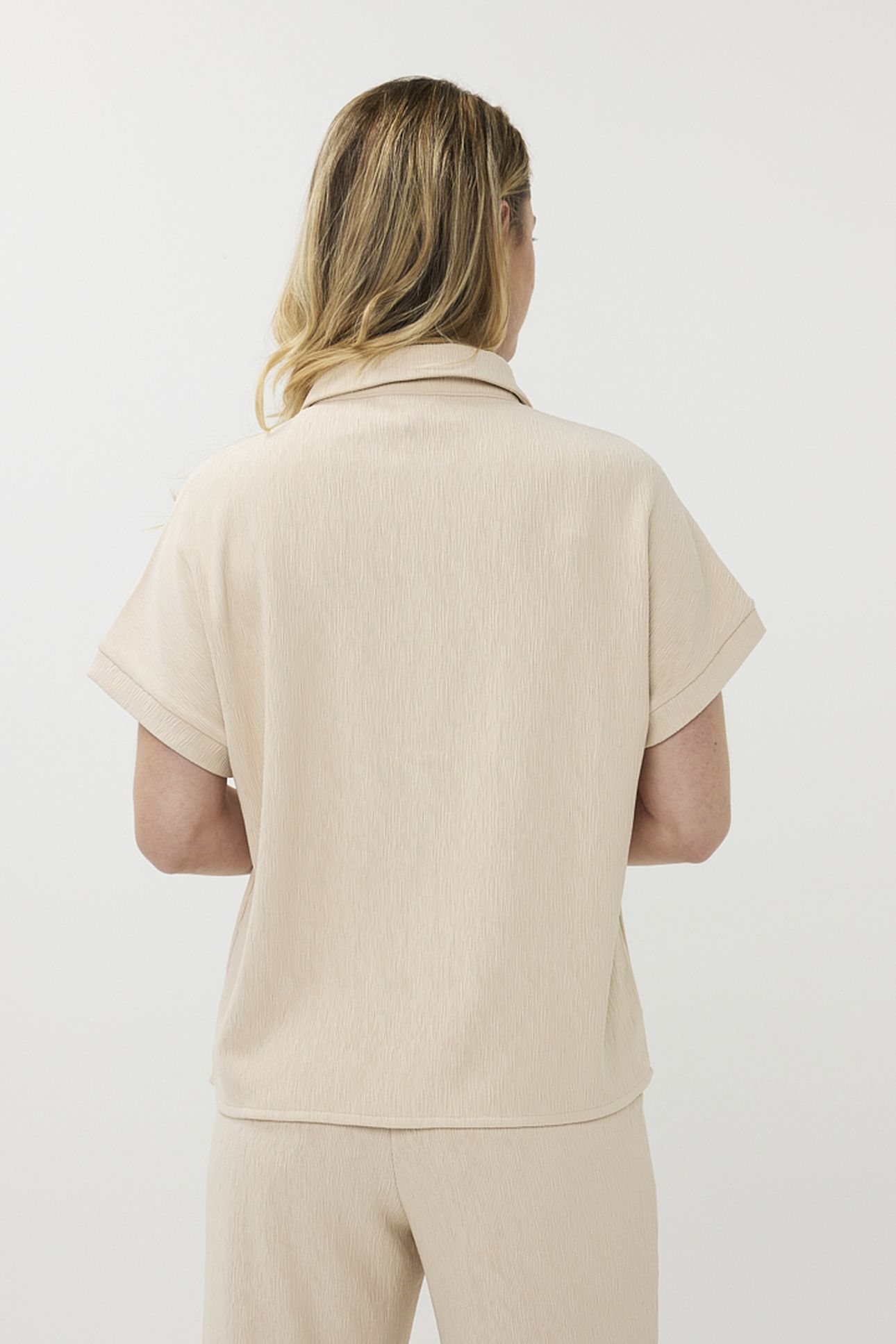 BLOUSE FANCY CRINKLE LIGHT SAND 3