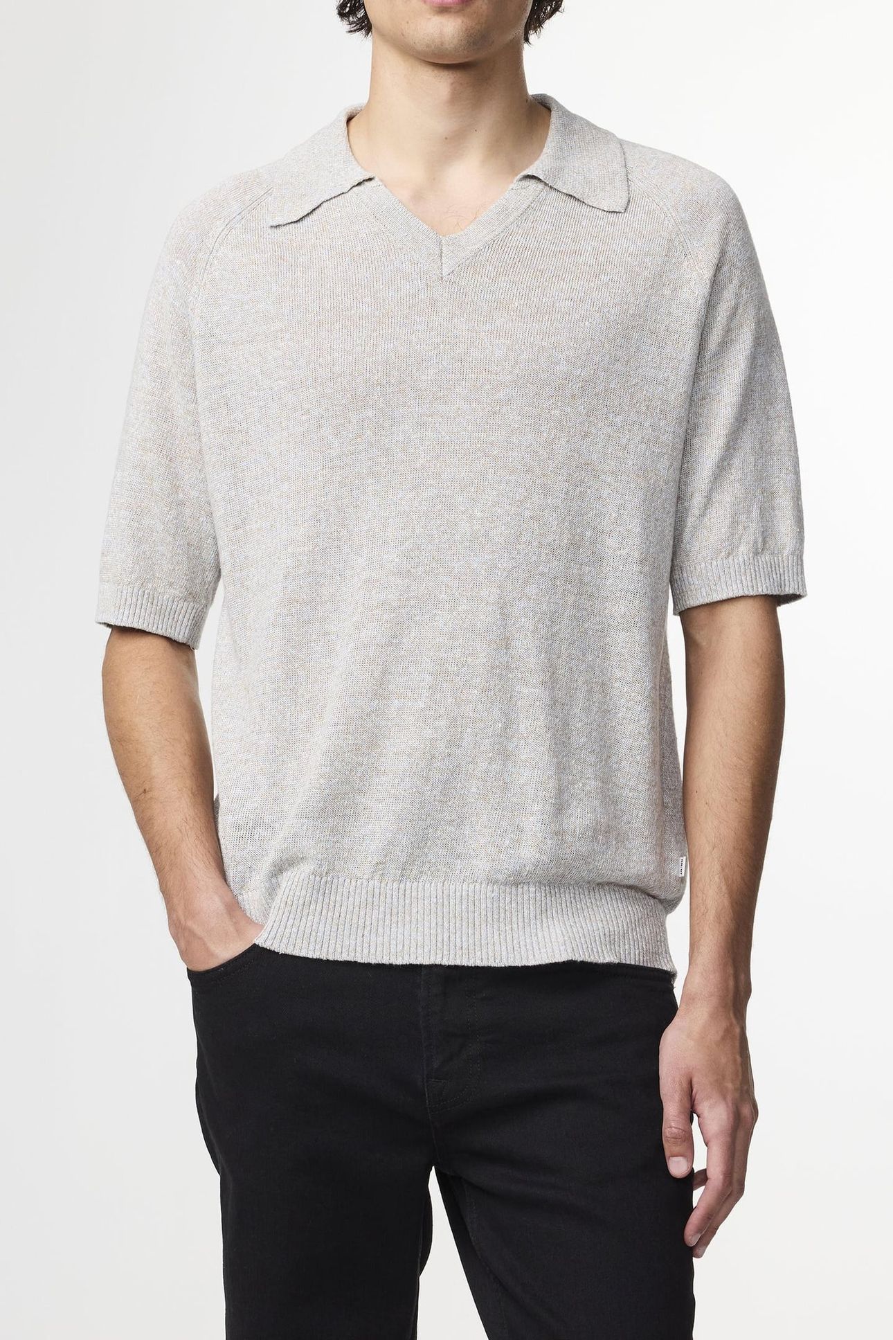 CALE V-NECK POLO 6565 KNIT WINTER SKY 1