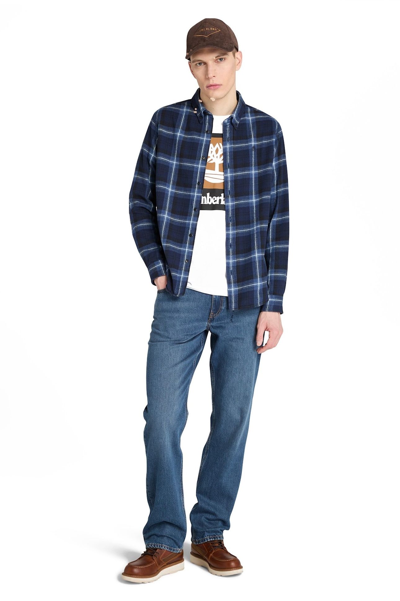 MIDWEIGHT FLANNEL CHECK SHIRT PEACOAT YD 1