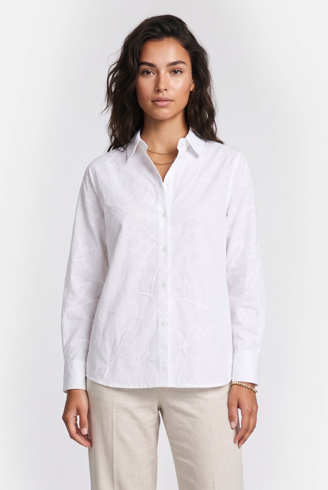 EMBROIDERY POPLIN SHIRT WHITE SCRIBBLE 1