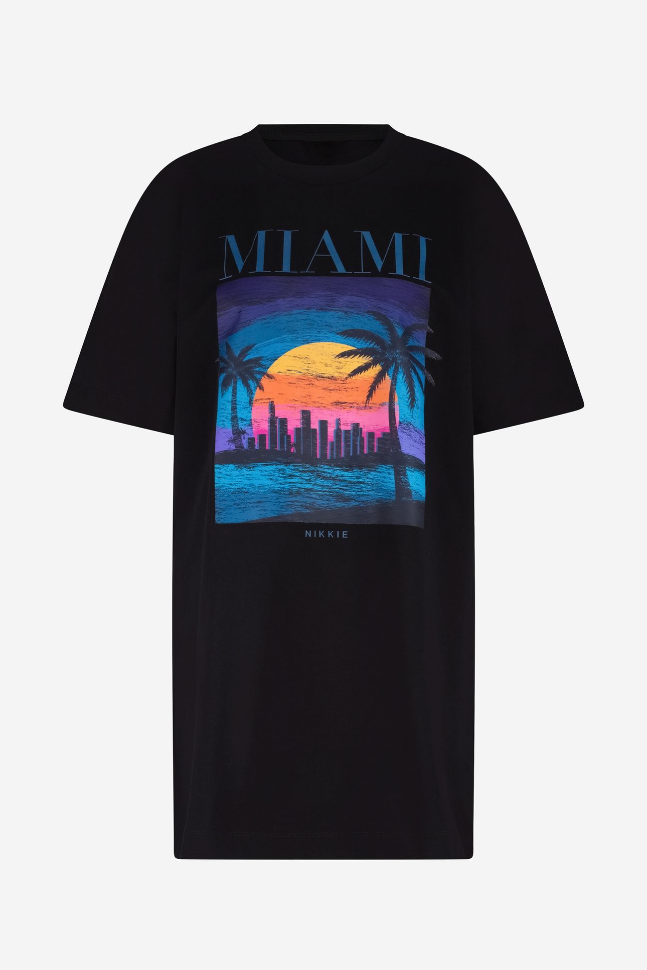 SUNSET DRAWING T-DRESS BLACK 2