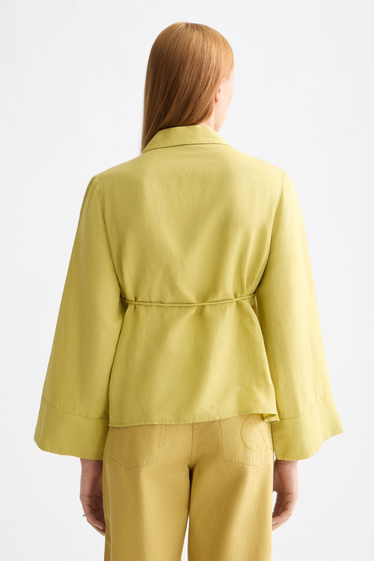WRAP SHIRT WITH TIE CLOSURE GOLDEN GREEN 3