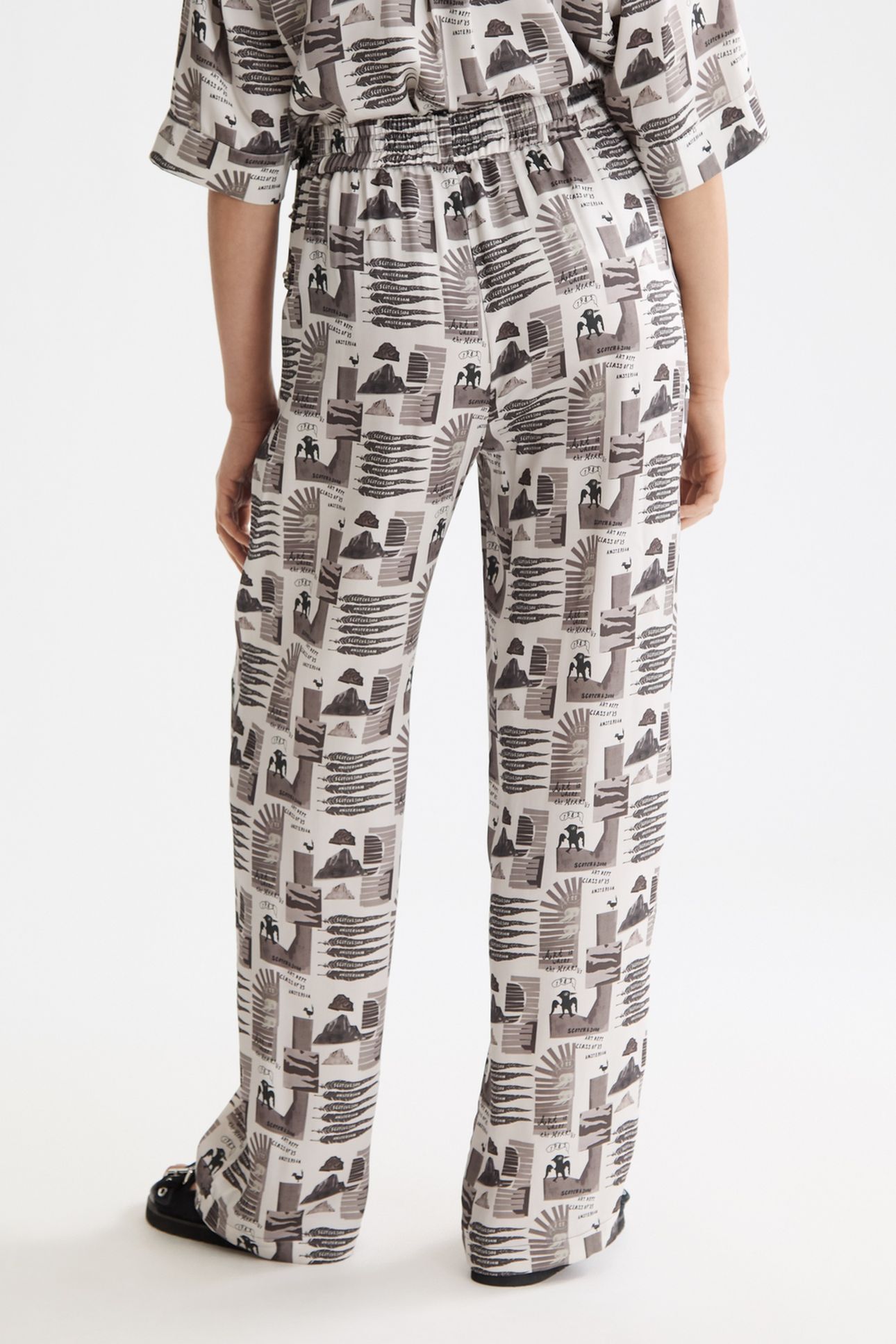 GIA - MID RISE WIDE LEG ELASTICATED TROUSERS ART DEPT COLLAG 3