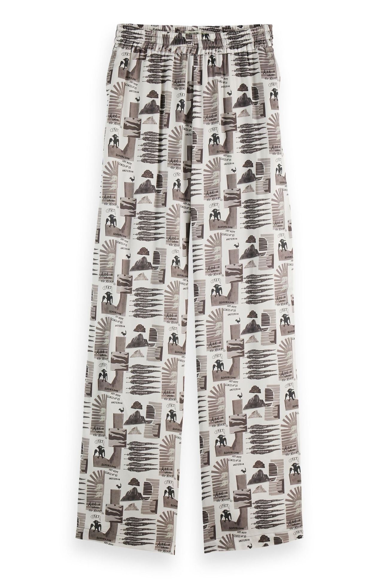 GIA - MID RISE WIDE LEG ELASTICATED TROUSERS ART DEPT COLLAG 8