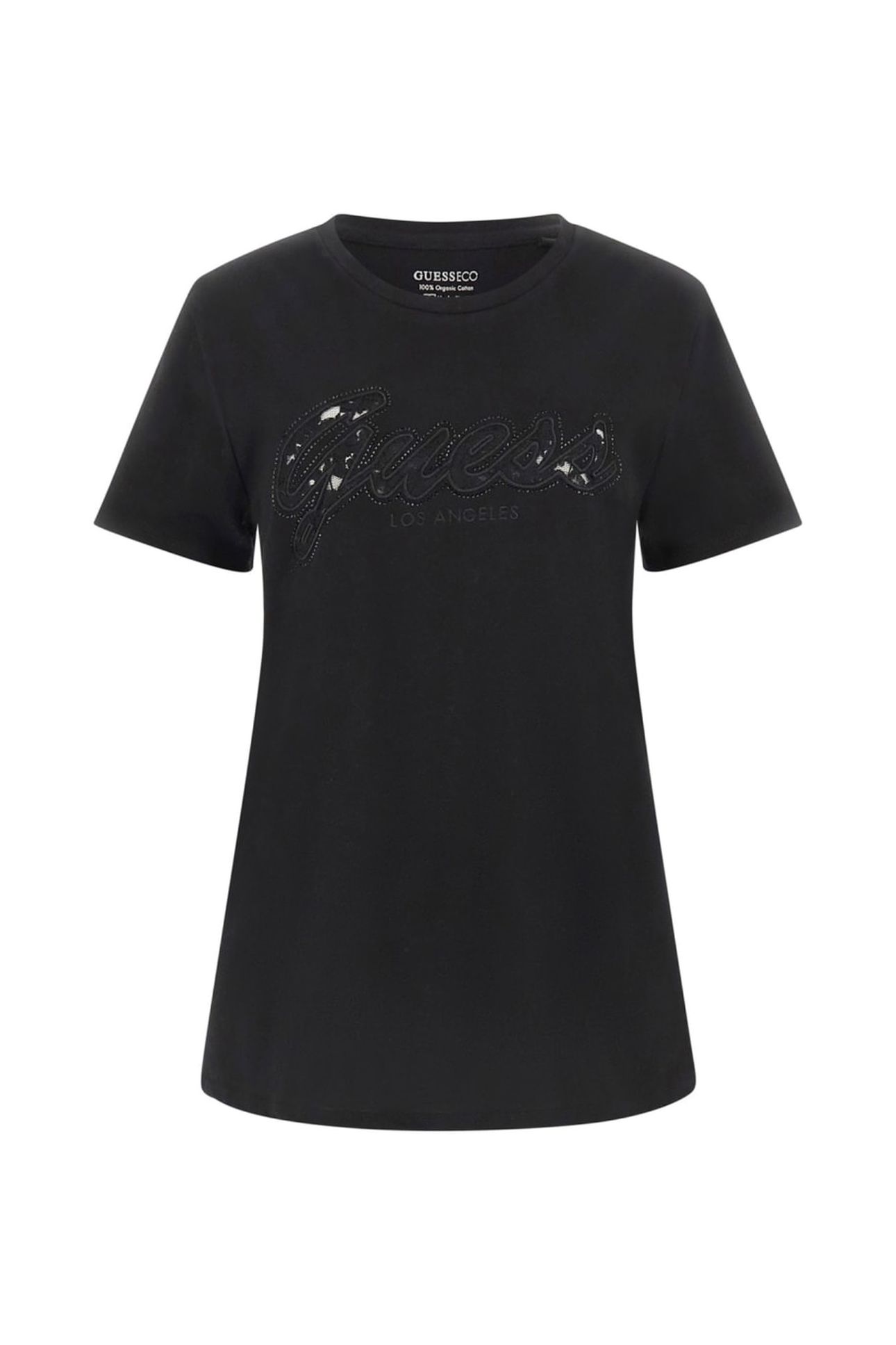 GUESS ECO SS SCRIPT LACE LOGO JET BLACK A996 4