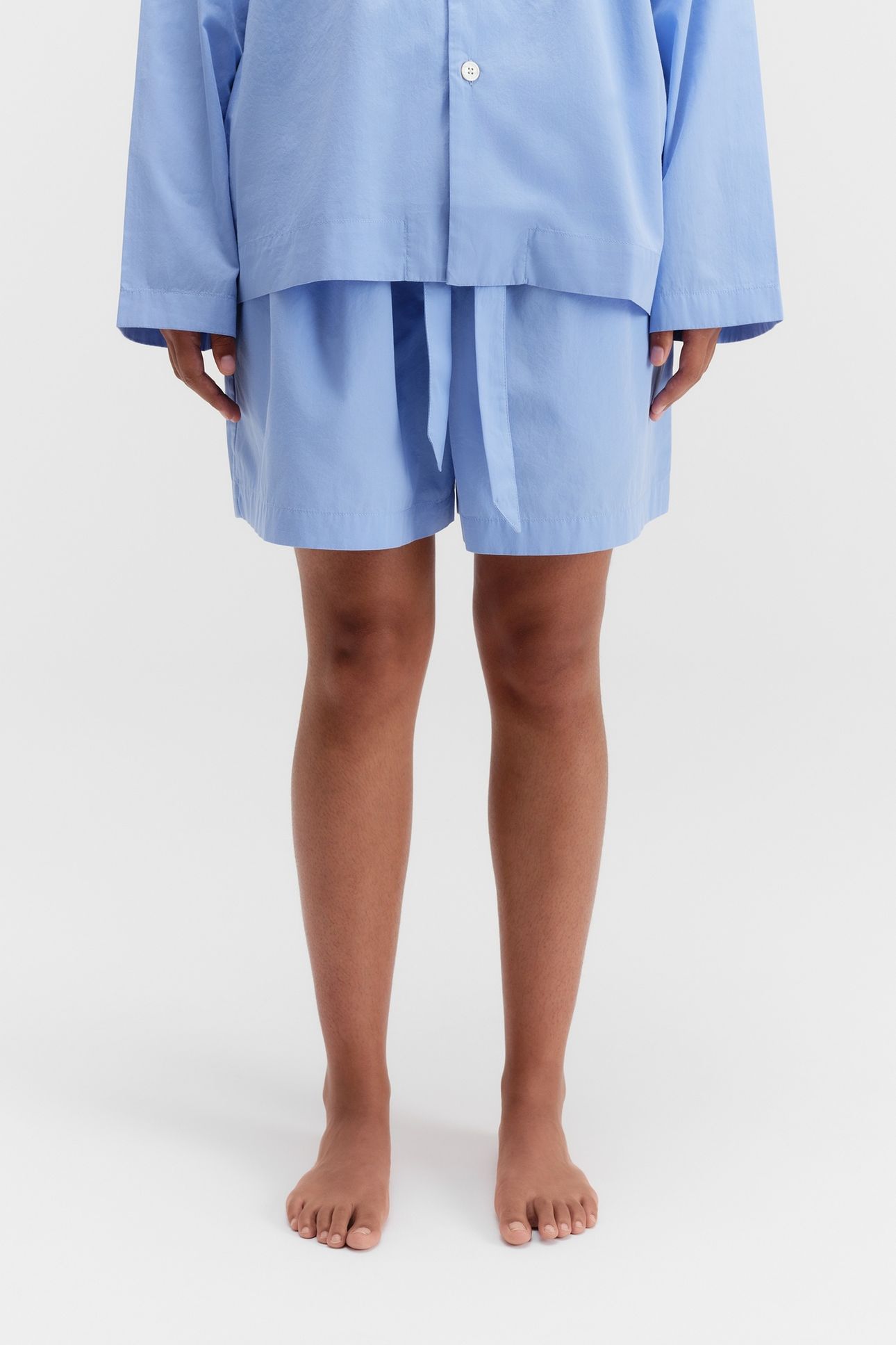 UNISEX POPLIN, PYJAMAS SHORTS CORNFLOWER BLUE 1
