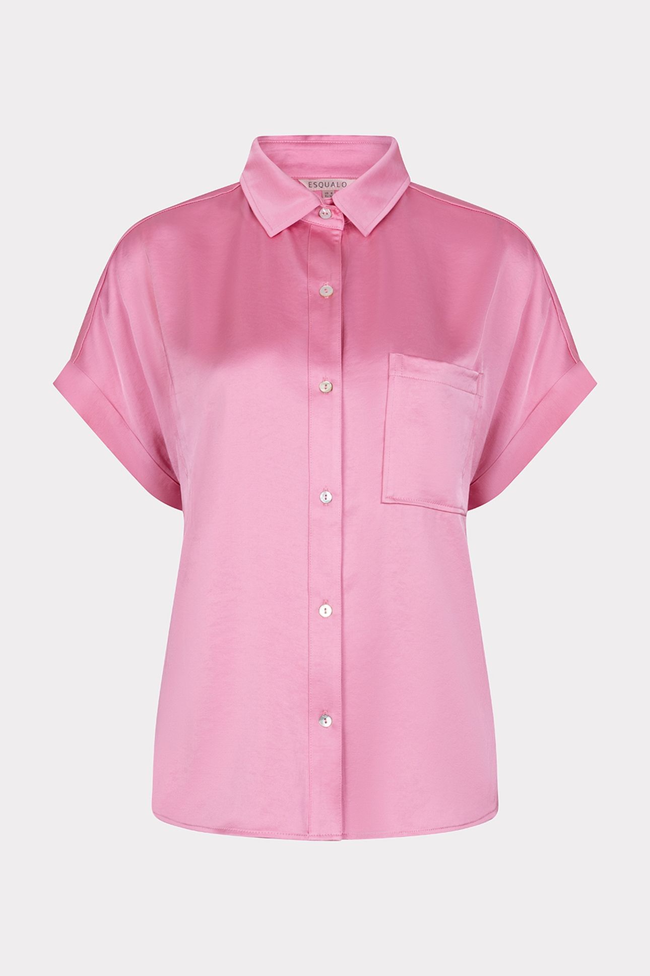 BLOUSE S/SLVE POCKET SATIN LOOK ROSE 4
