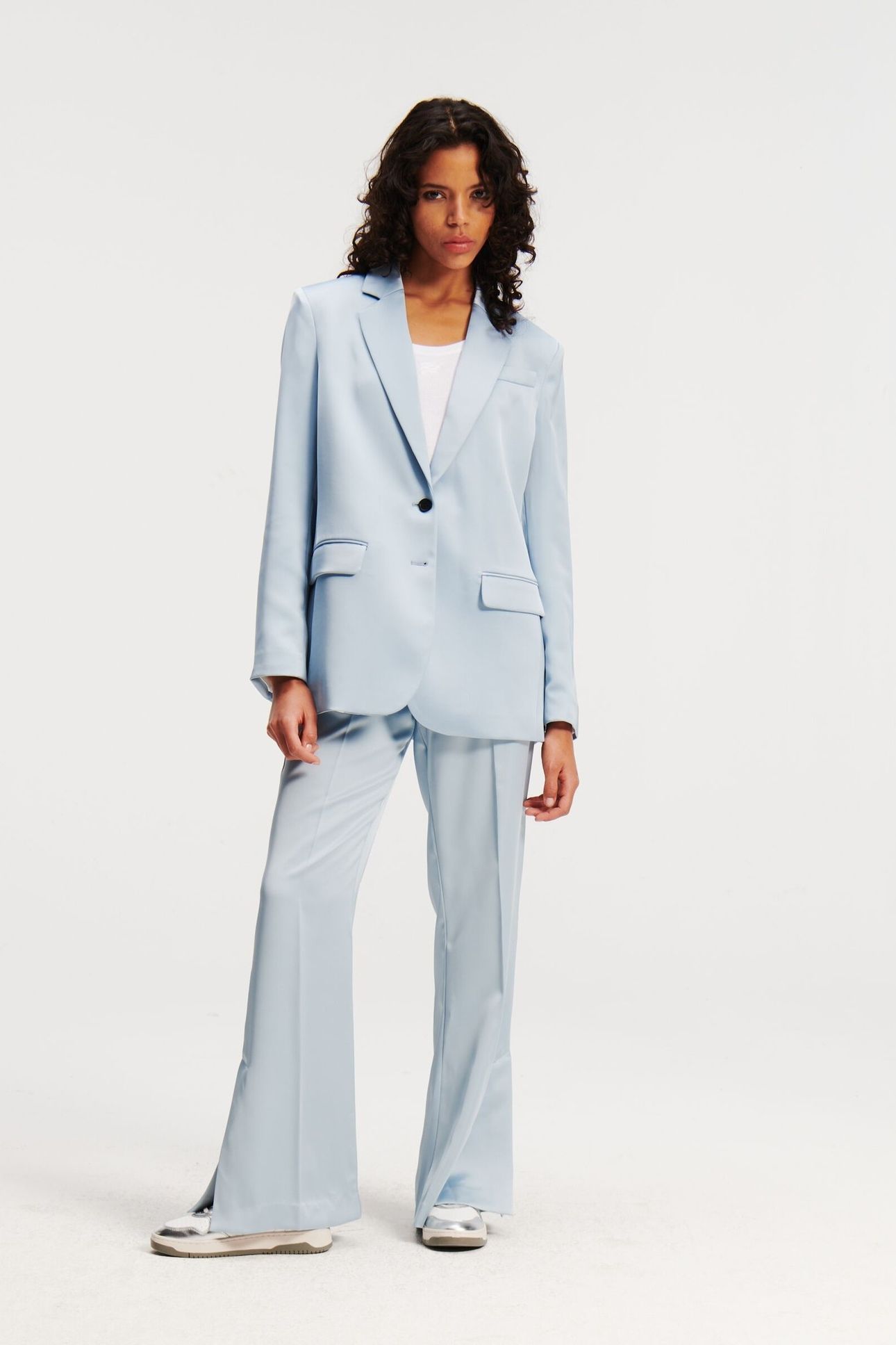 FLUID SATIN TAILORED BLAZER CASHMERE BLUE 6