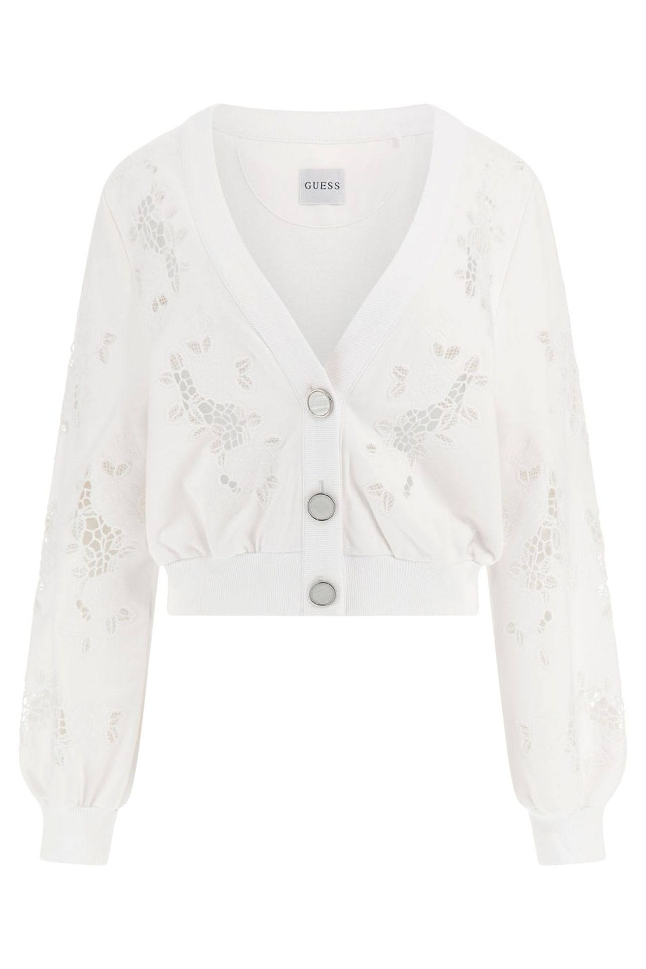 GUESS ECO LS CARDIGAN CUT OUT PURE WHITE 5