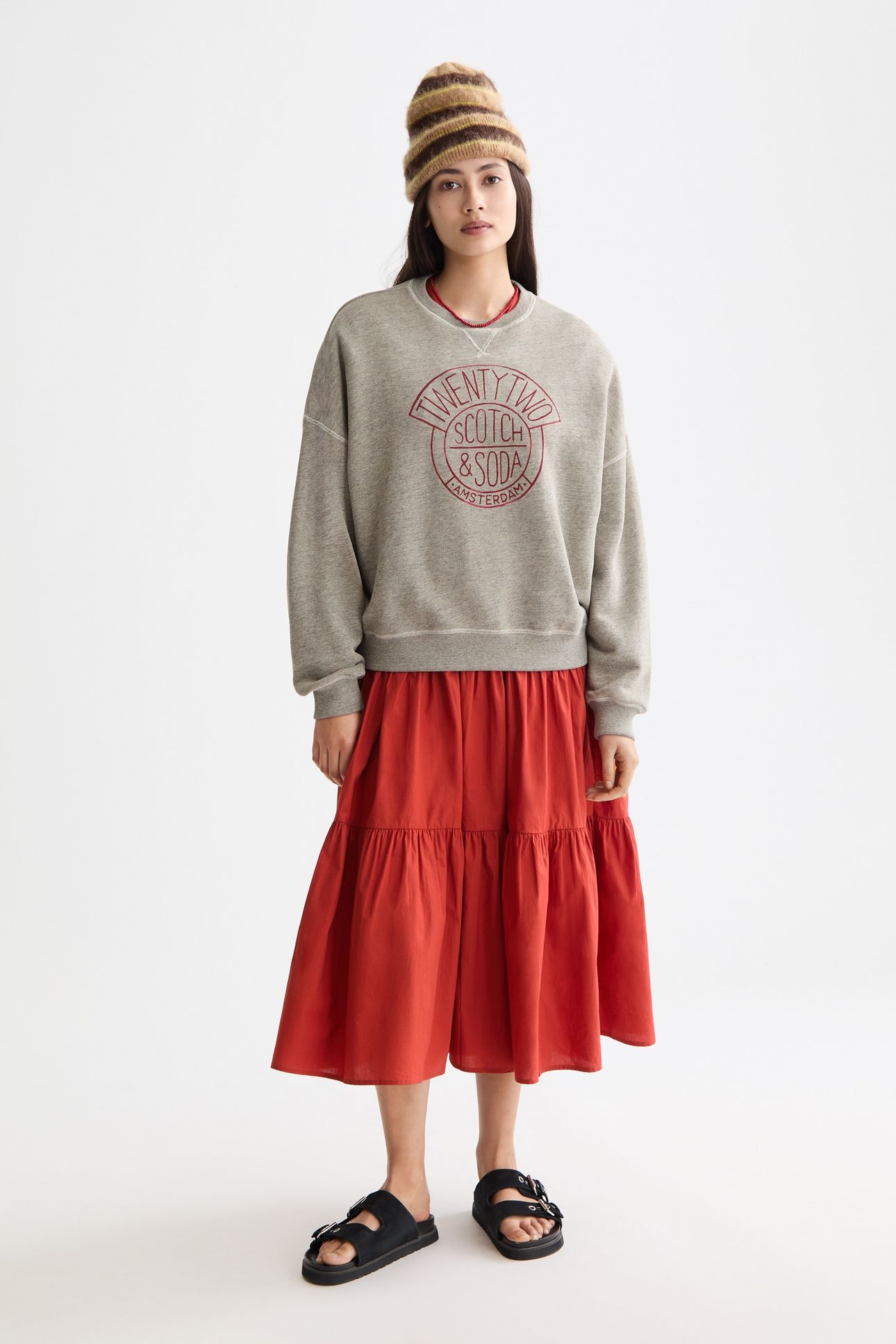 WASHED OVERSIZED FIT SWEATSHIRT WITH GRAPHIC GREY MELANGE 2