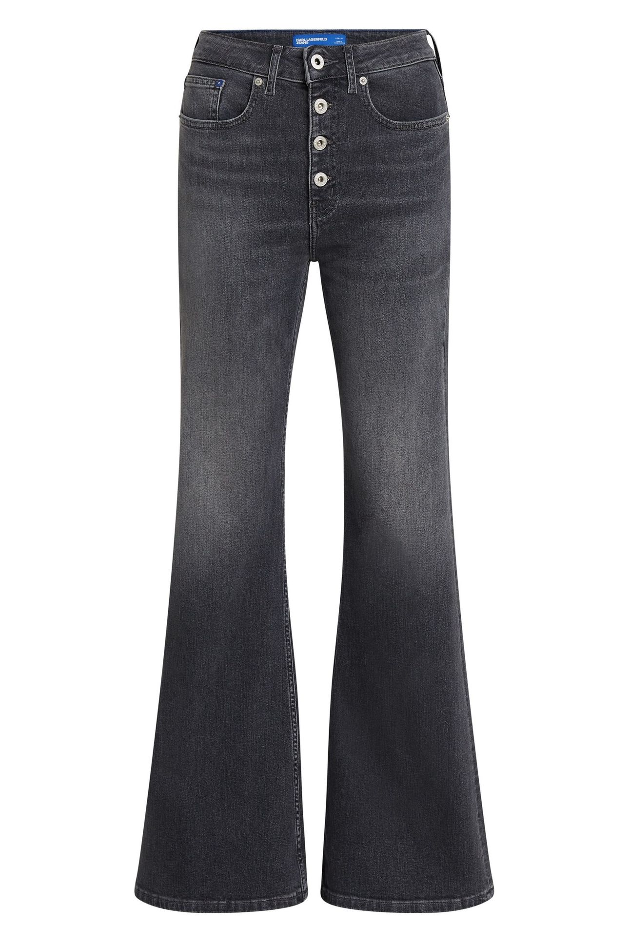 FLARED SHANK DENIM VISUAL WASHED BLACK 3