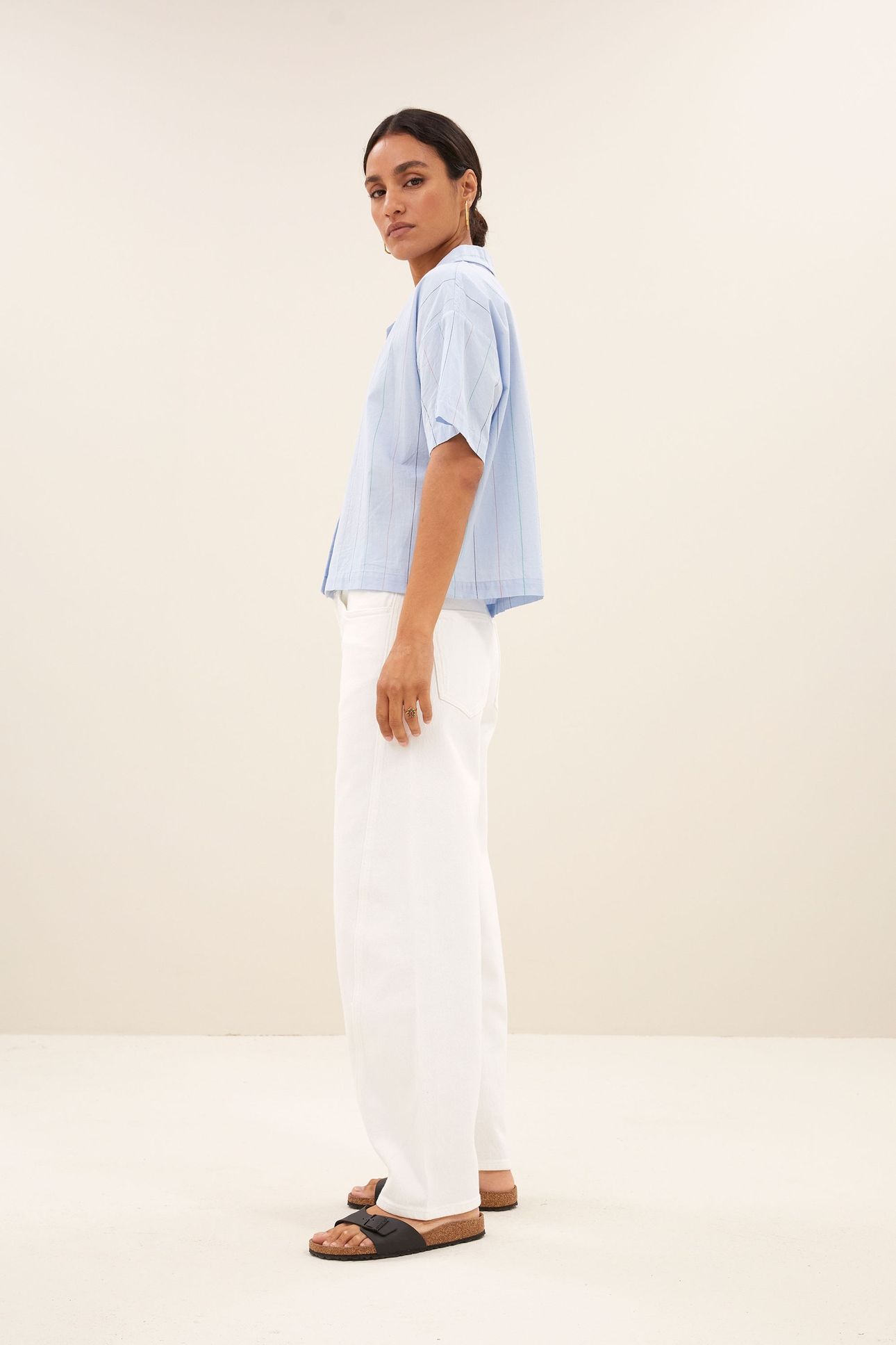 JAKE STRIPE CHAMBRAY BLOUSE LIGHT BLUE STRIPE 6