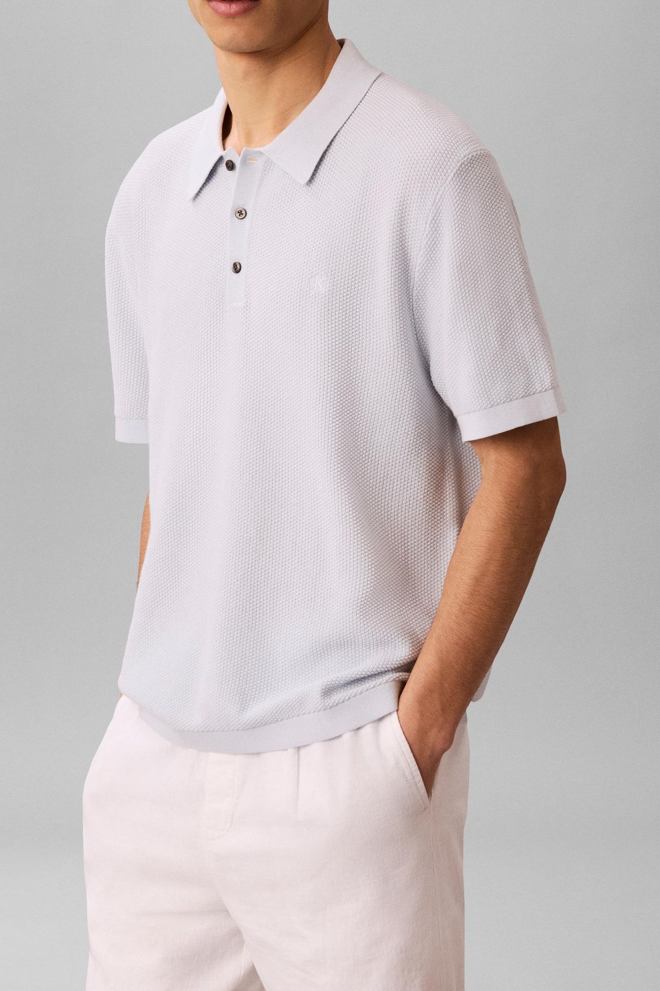 SS TEXTURED COTTON POLO SWEATER PLEIN AIR 2