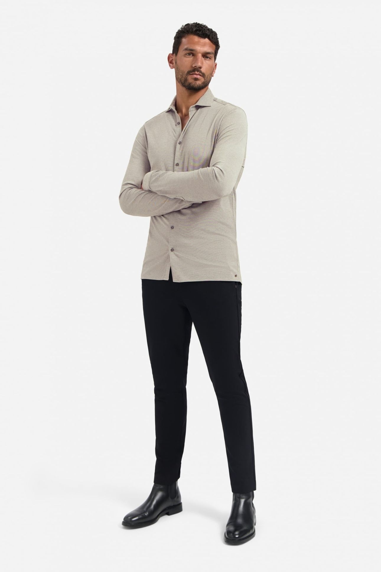 SHIRT JERSEY MELANGE STRETCH CLAY 3