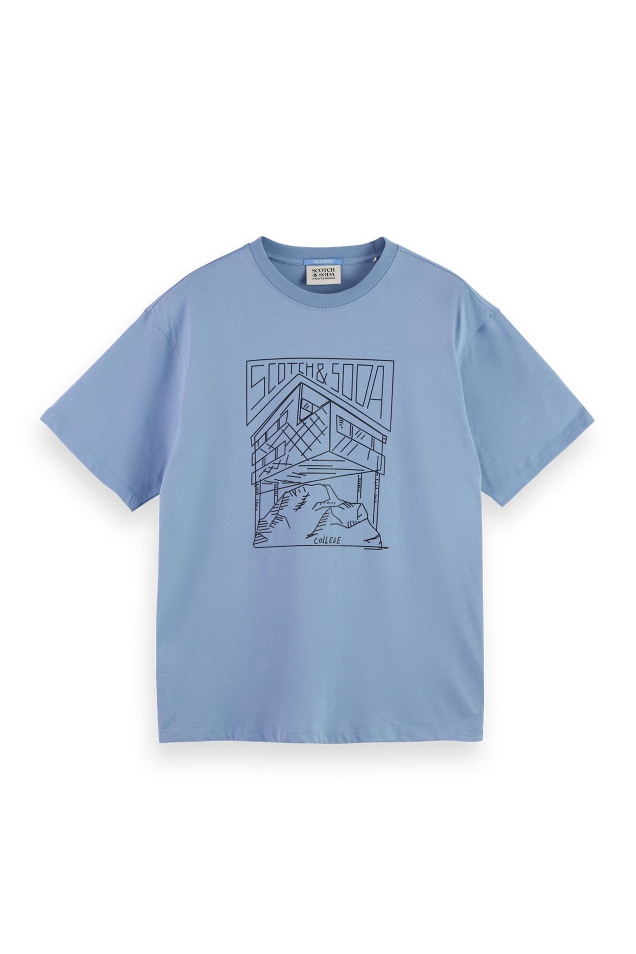 RELAXED FIT SCOTCH & SODA LOGO T-SHIRT FADED DENIM 5