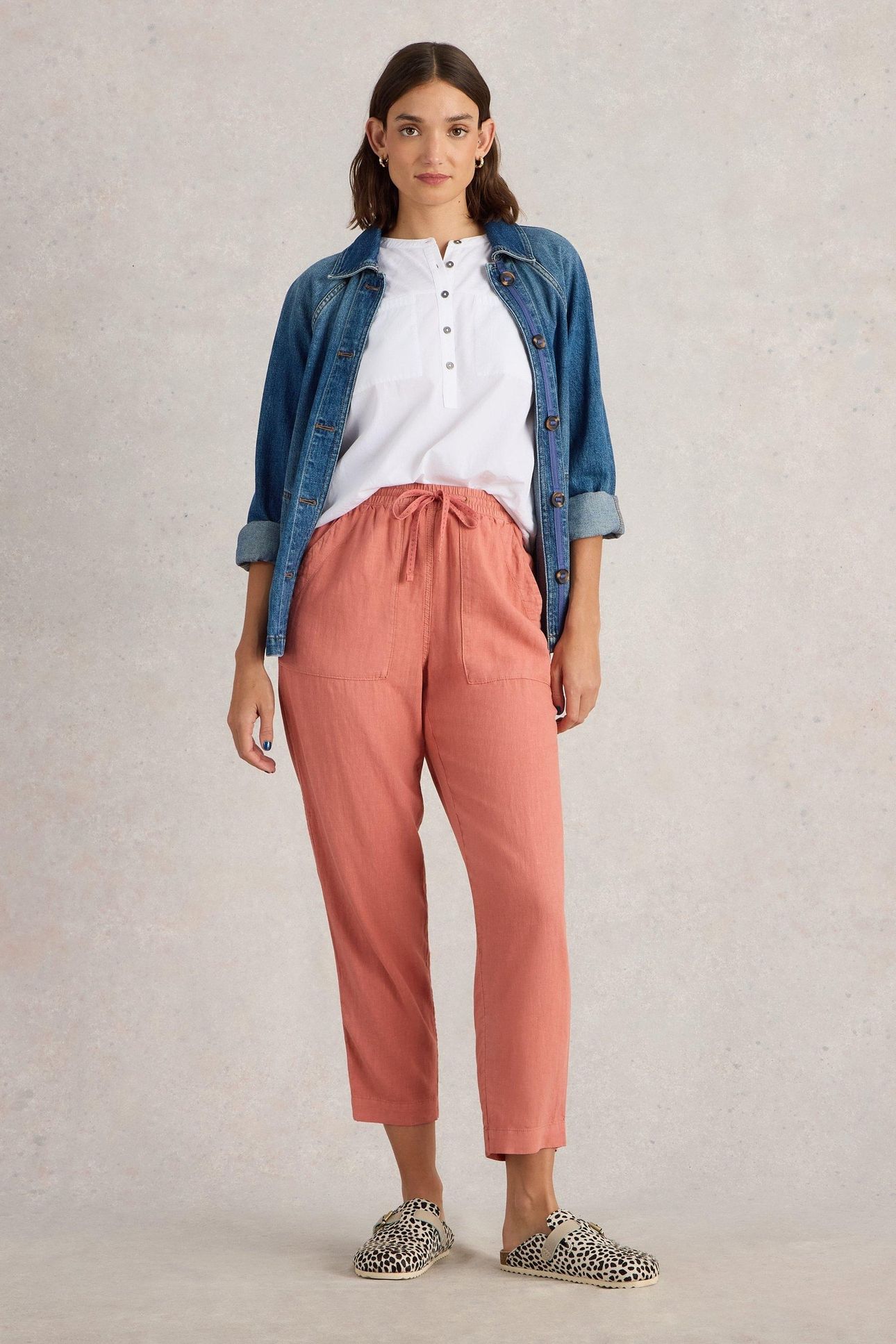 ELLE LINEN BLEND TROUSER MID RED 1