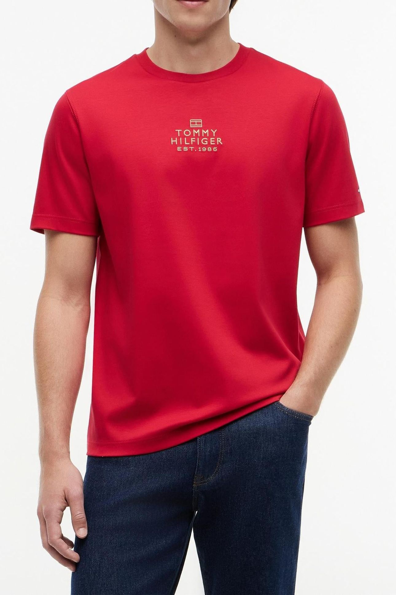 BRAND LOVE GOLD INTERLOCK T-SHIRT MEDIUM RED 1