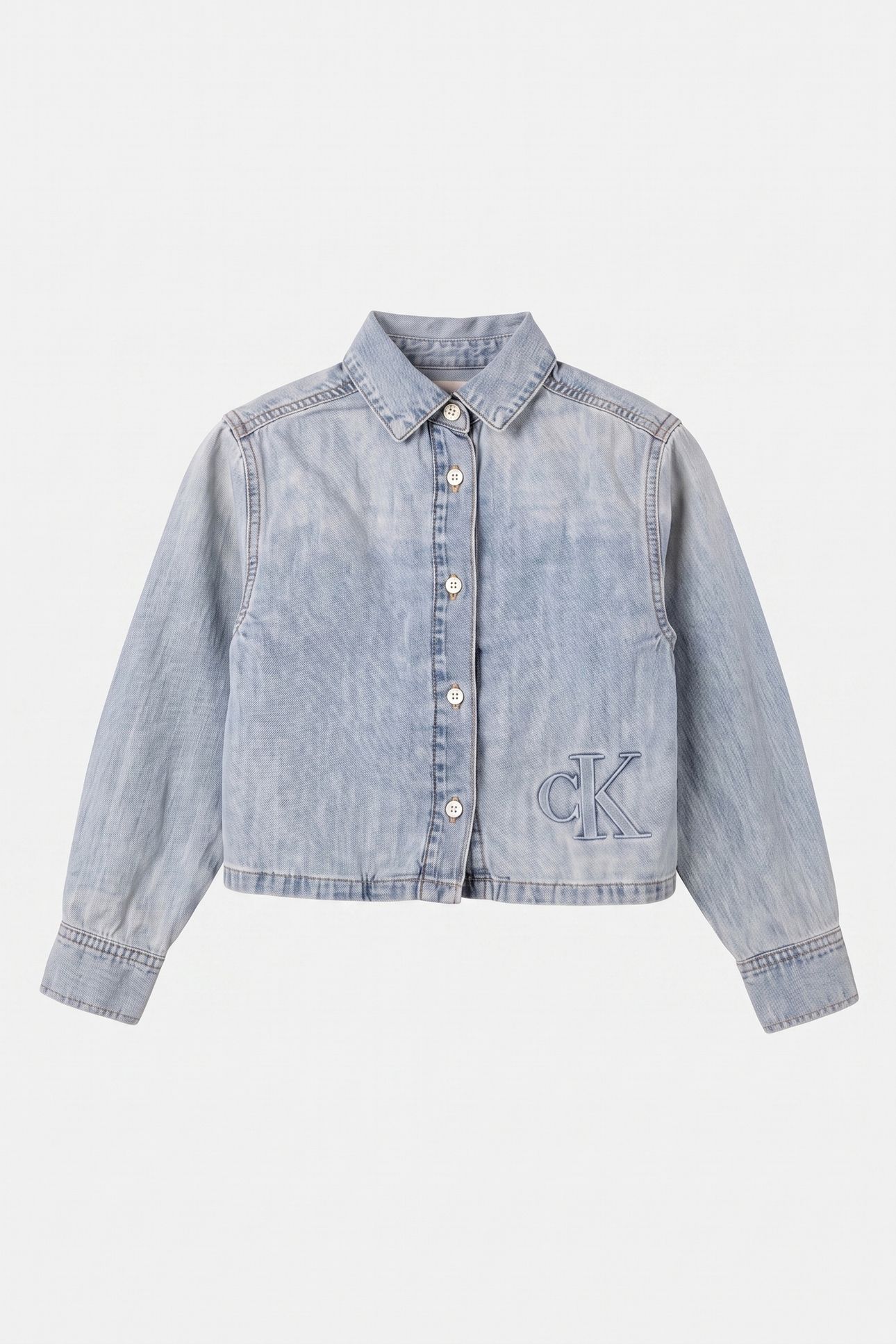 GIRLS CROPPED DENIM LONG SLEEVE JACKET ANDREW WASH 2