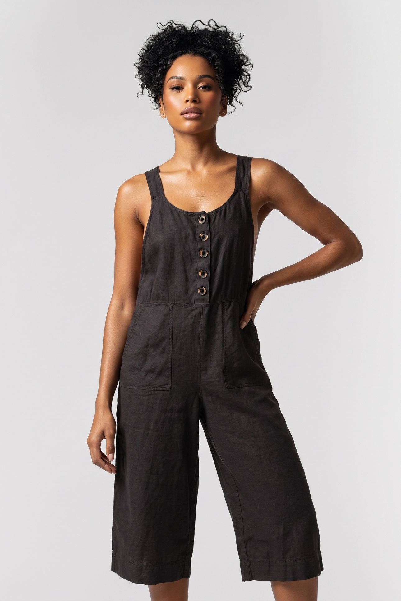 VIOLA LINEN DUNGAREE PURE BLACK 1