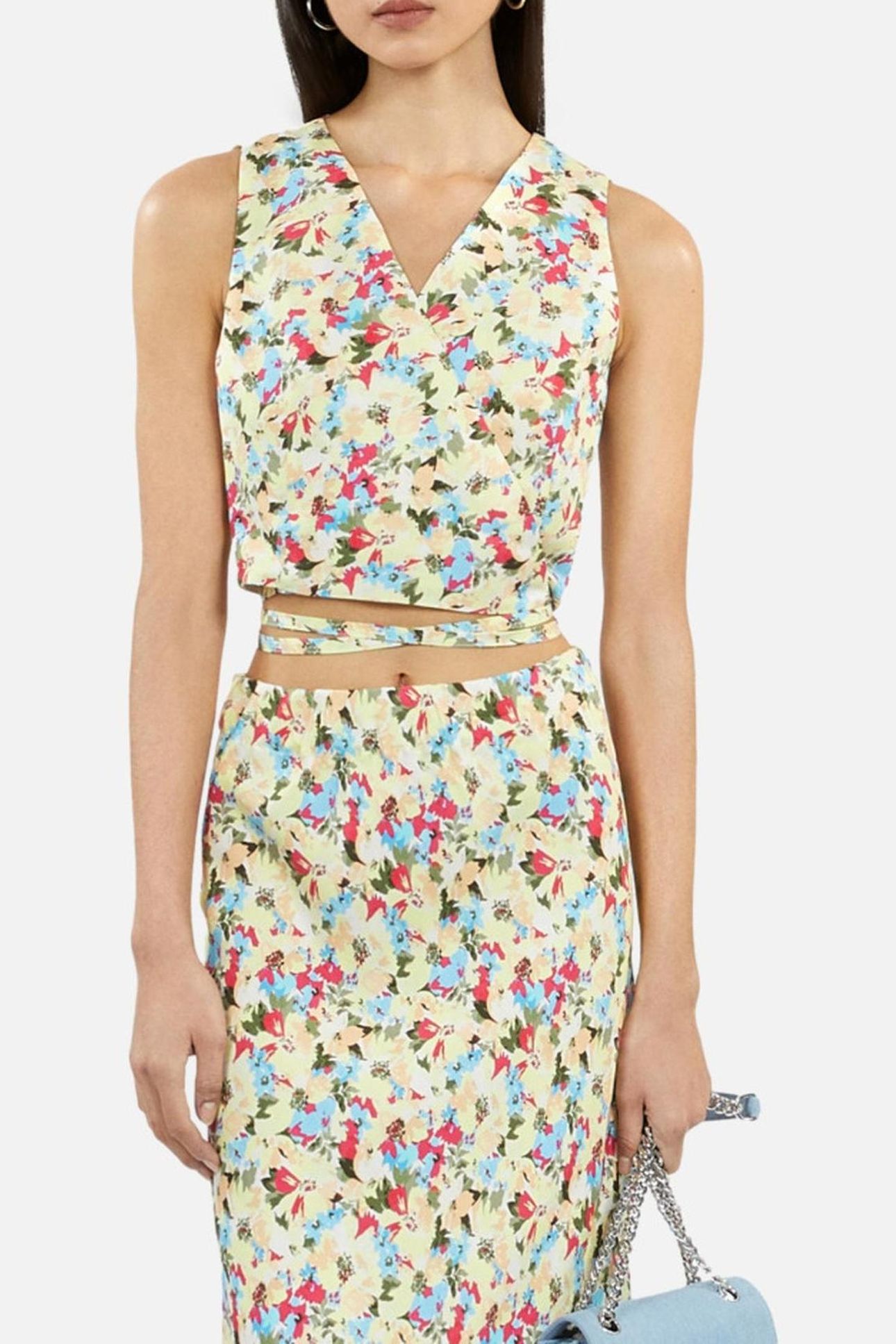 SLEEVELESS WRAP TOP WITH TIES YELLOW 3