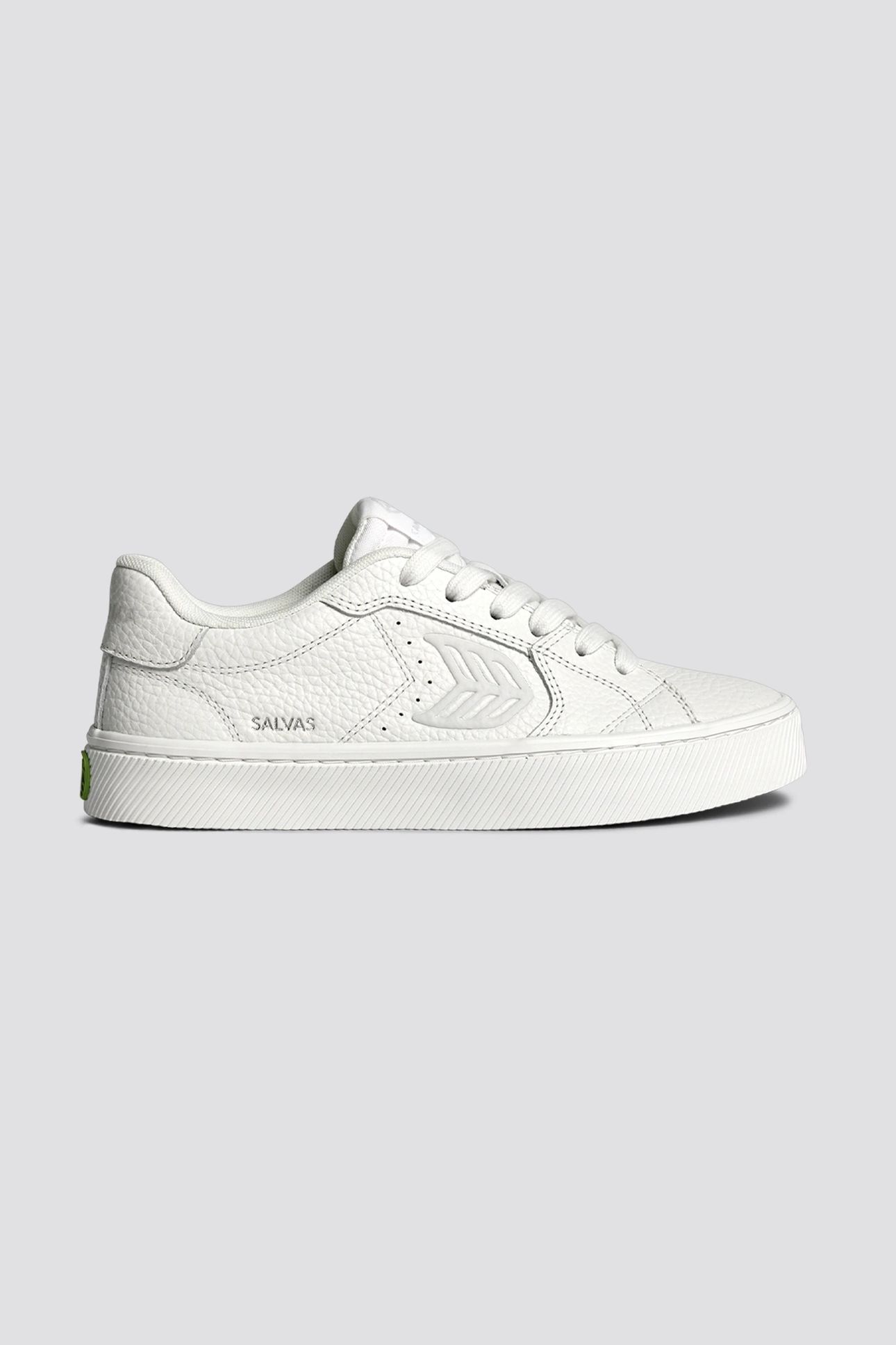 SALVAS PEBBLED LEATHER WHITE ICE LOGO 1