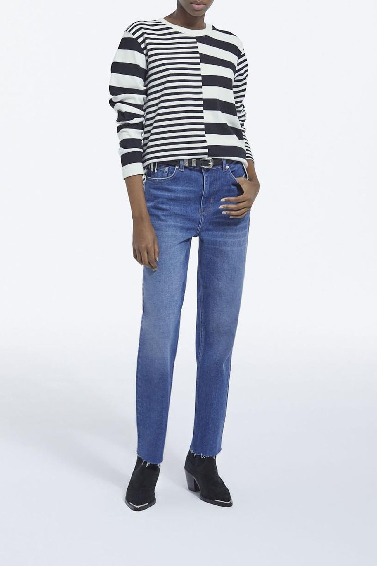 STRAIGHT-LEG DENIM PANTS WITH 5 POCKETS BLUE WASHED 2