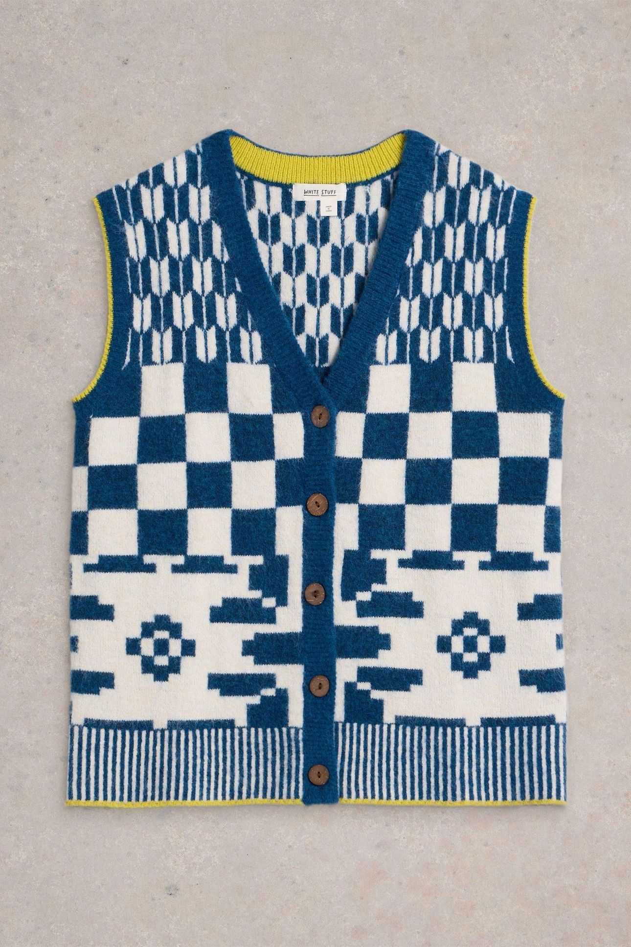 GEO MIX BUTTON TANK BLUE MULTI 4
