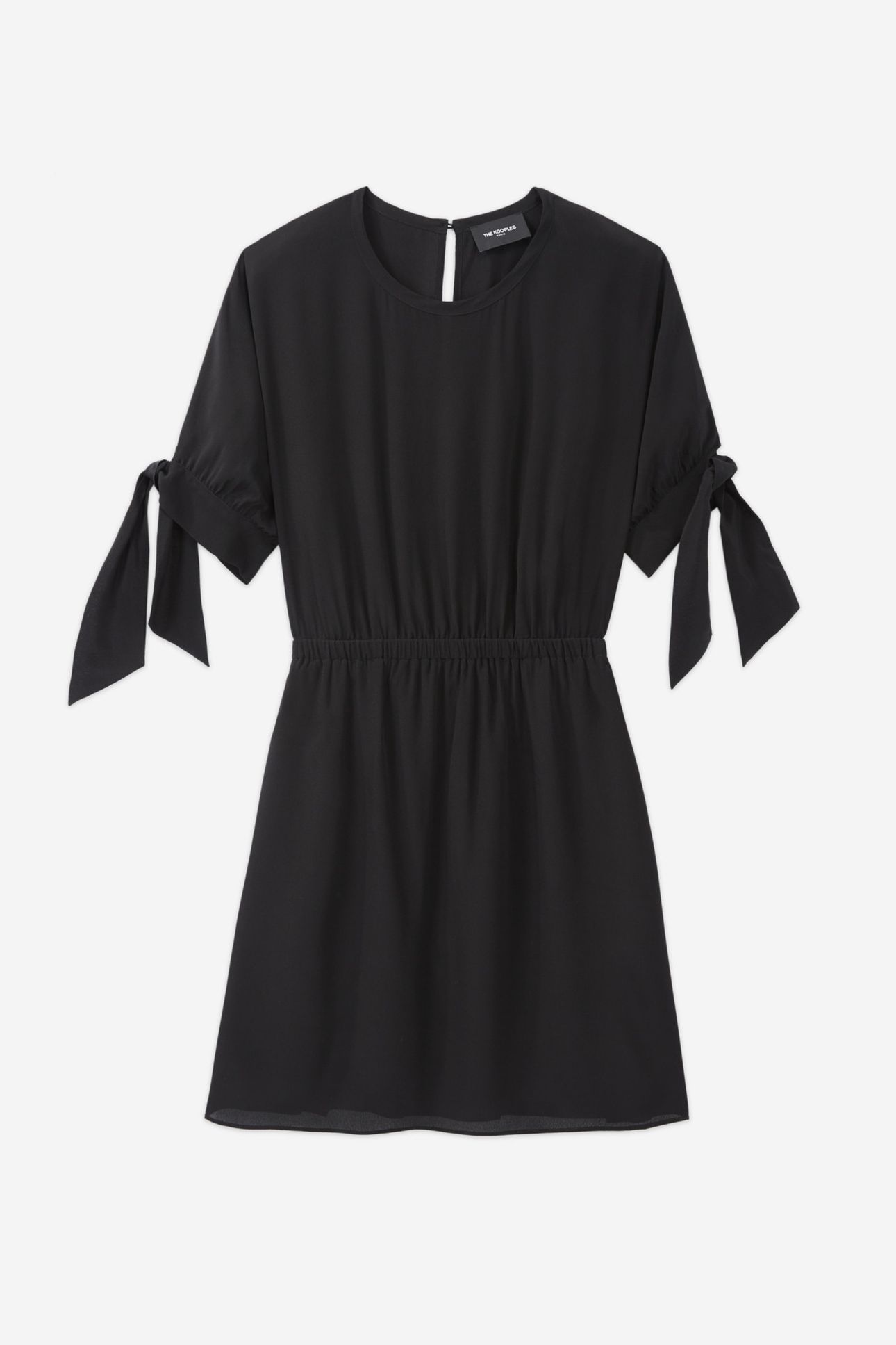 SHORT DRESS WITH SHORT SLEEVES AND ELASTIC WAIST BLACK 5