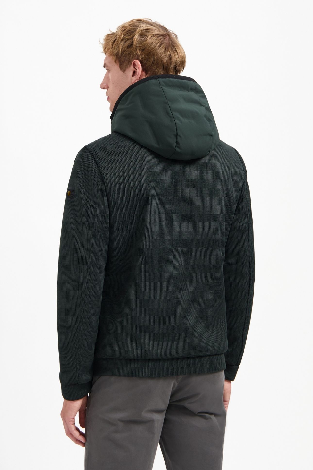 JACKET SHORT FIT SEALED HOODED KNITTED MIX DARK STEEL 4