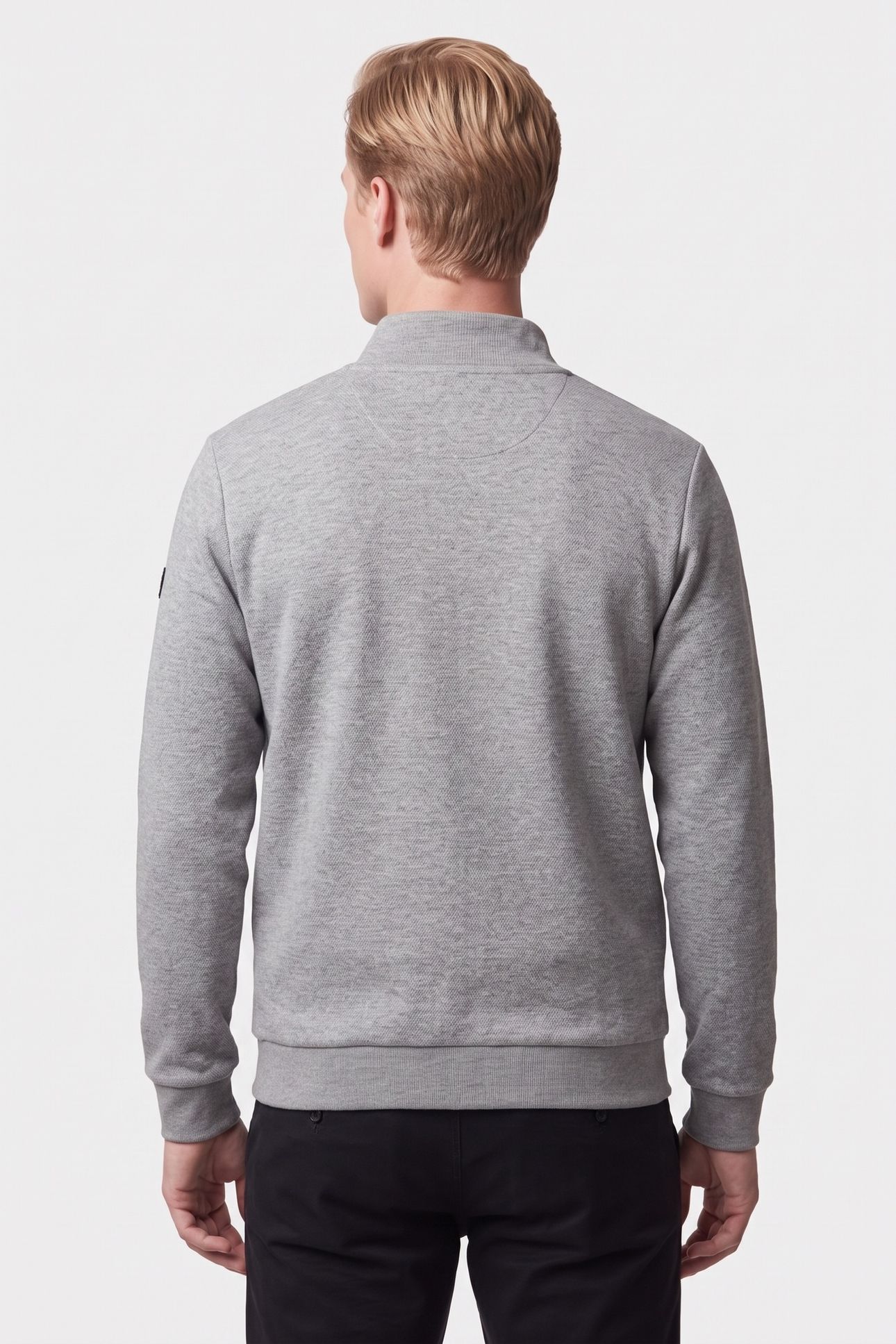 SWEATER FULL ZIP STAND UP-COLLAR RELIEF GREY MELANGE 2