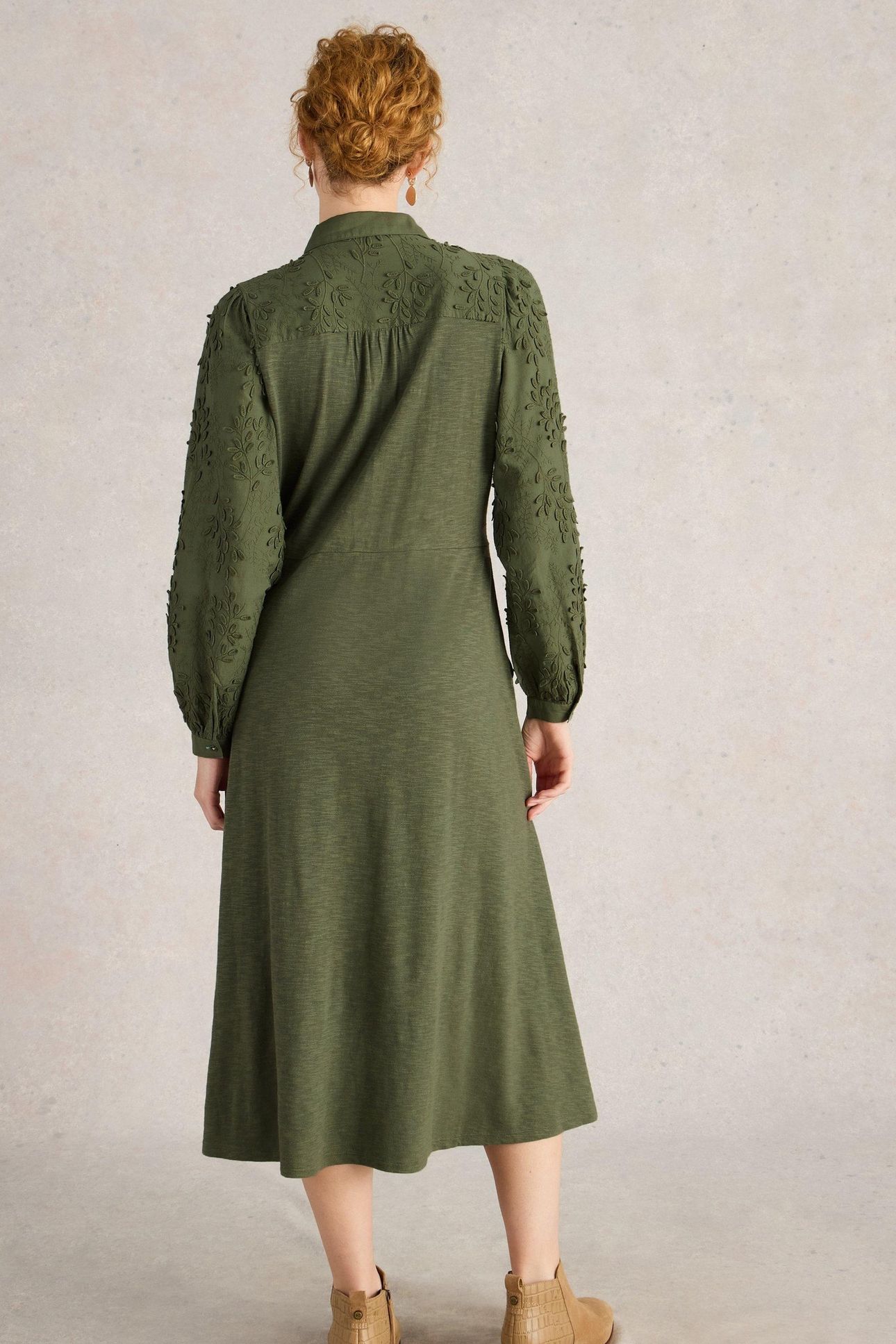 RUA EMBROIDERED DRESS DUSTY GREEN 2