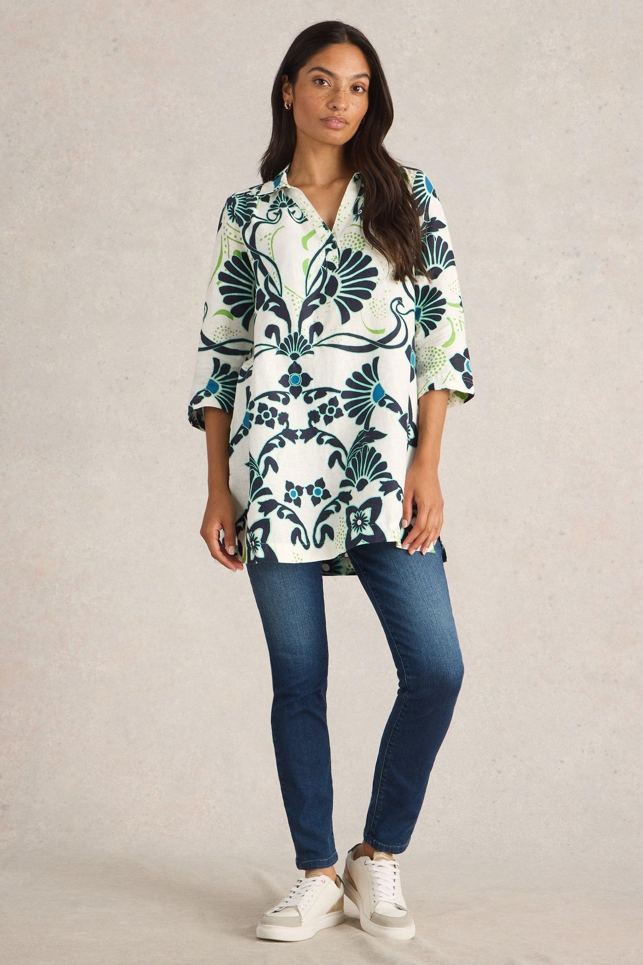 BLAKE LINEN TUNIC IVORY PRINT 1